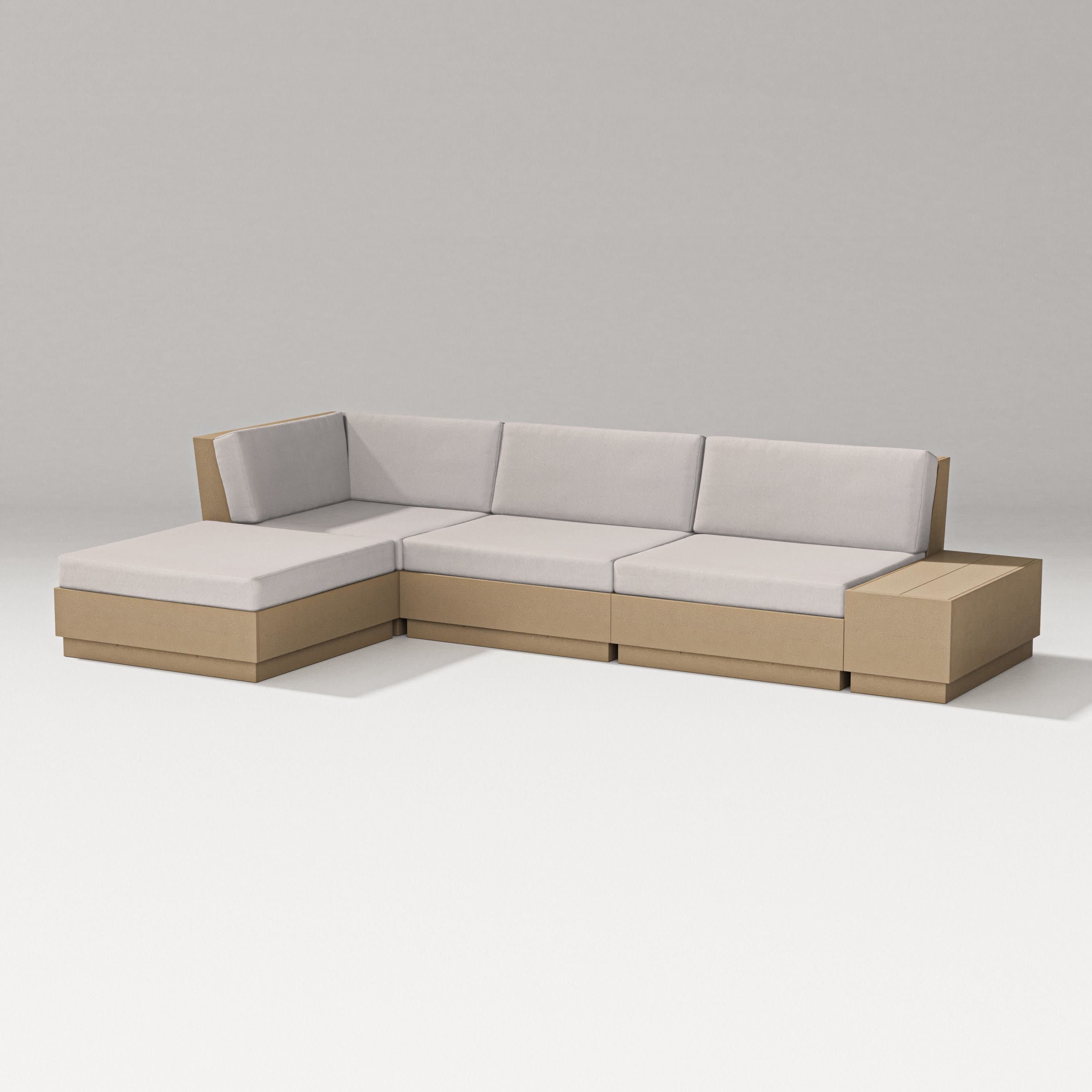 Elevate Chaise Sectional in Vintage Sahara / Dune Burlap