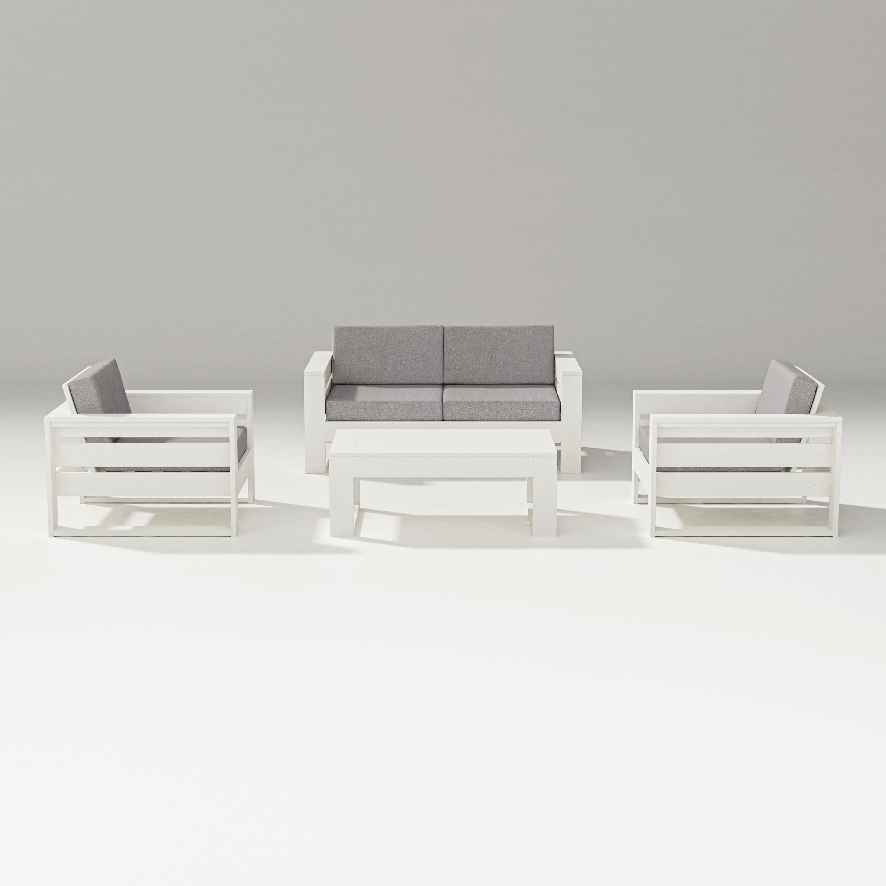 Latitude 4-Piece Lounge Loveseat Set in Vintage White / Grey Mist