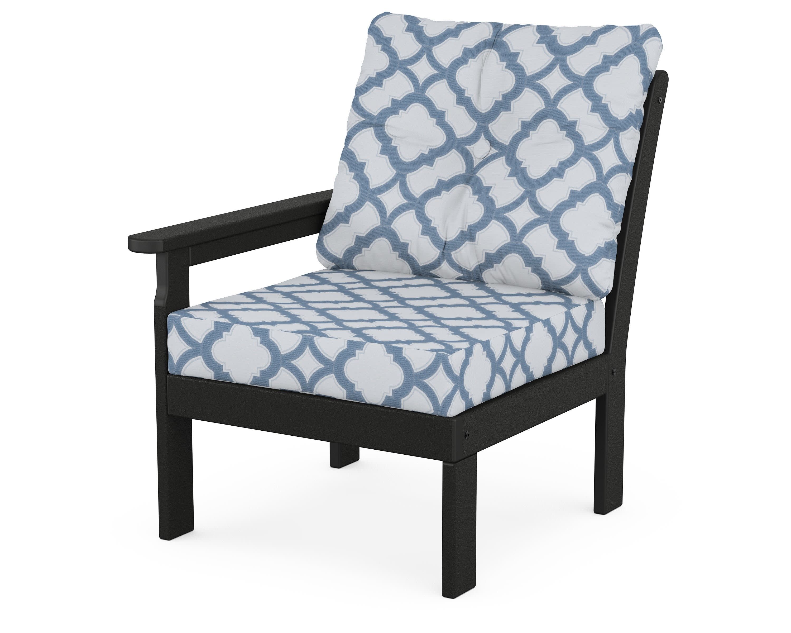 Vineyard Modular Left Arm Chair in Black / Trellis Sky Blue