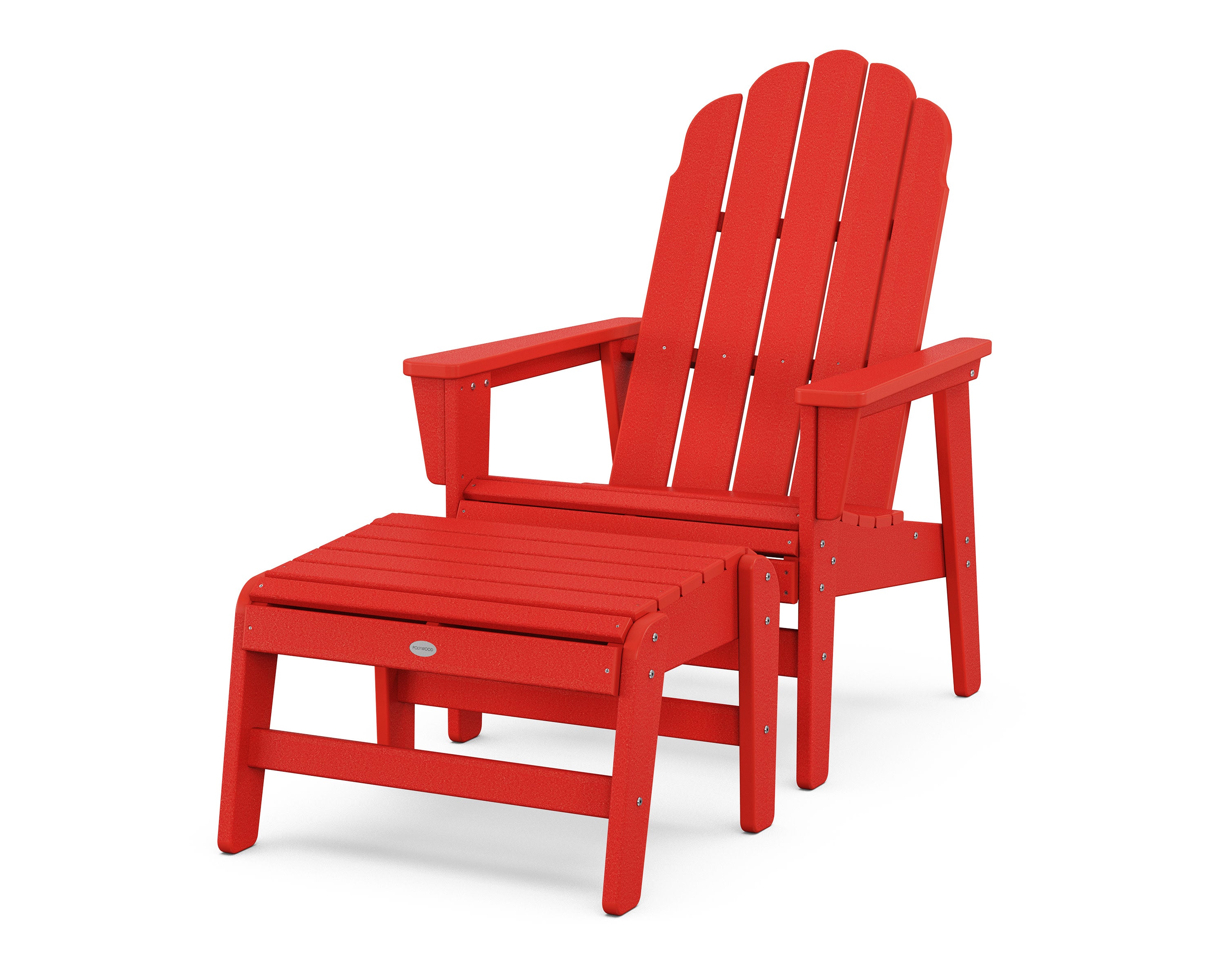 Vineyard Grand Upright Adirondack Chair with Ottoman in Sunset Red
