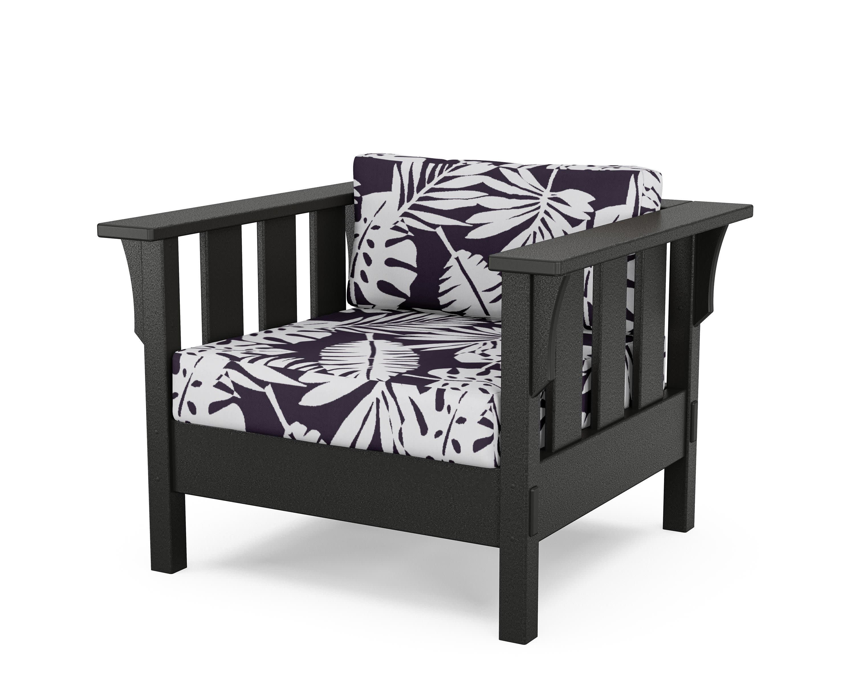 Acadia Deep Seating Chair in Black / Leaf Navy