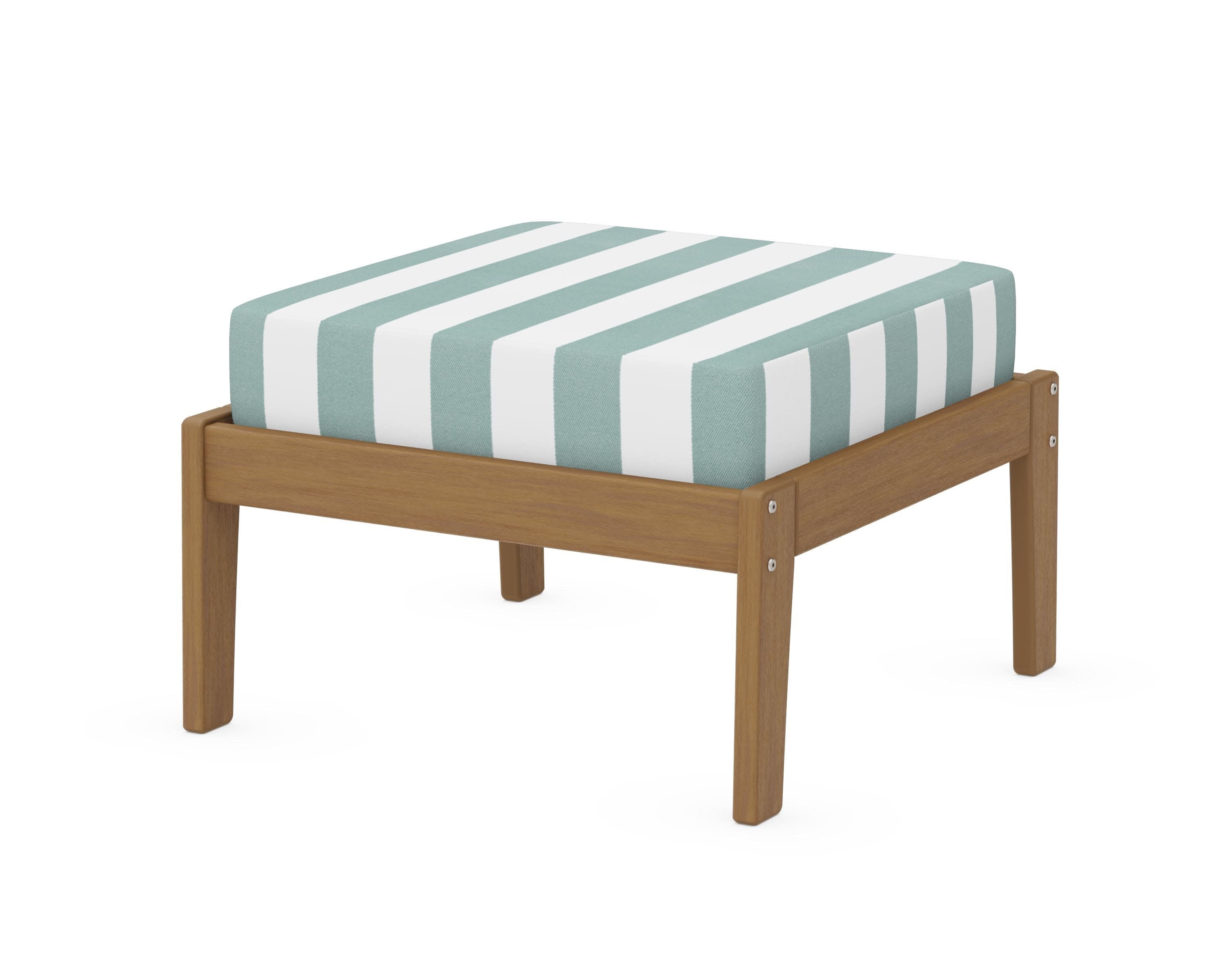 Deep Seating Ottoman in Natural / Cabana Stripe Glacier Spa