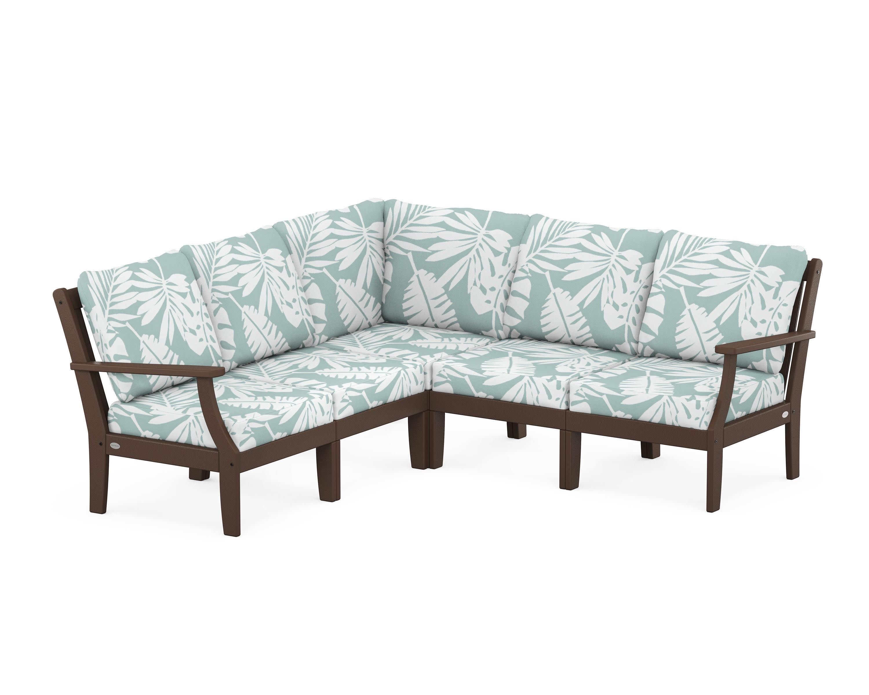 Braxton Modular 5-Piece Deep Seating Set in Mahogany / Leaf Glacier Spa