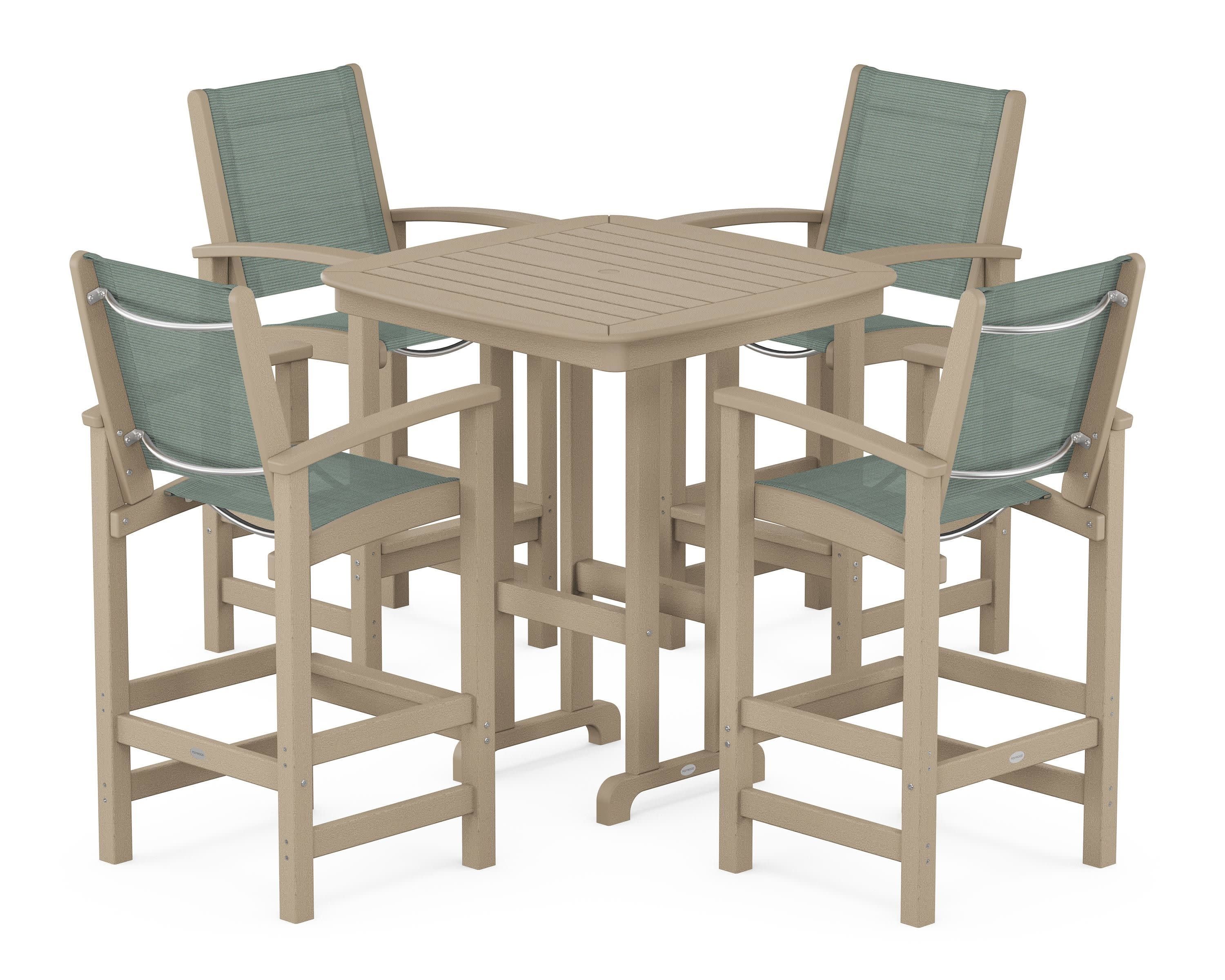 Coastal 5-Piece Bar Set in Vintage Sahara / Dupioni Sea Mist Sling