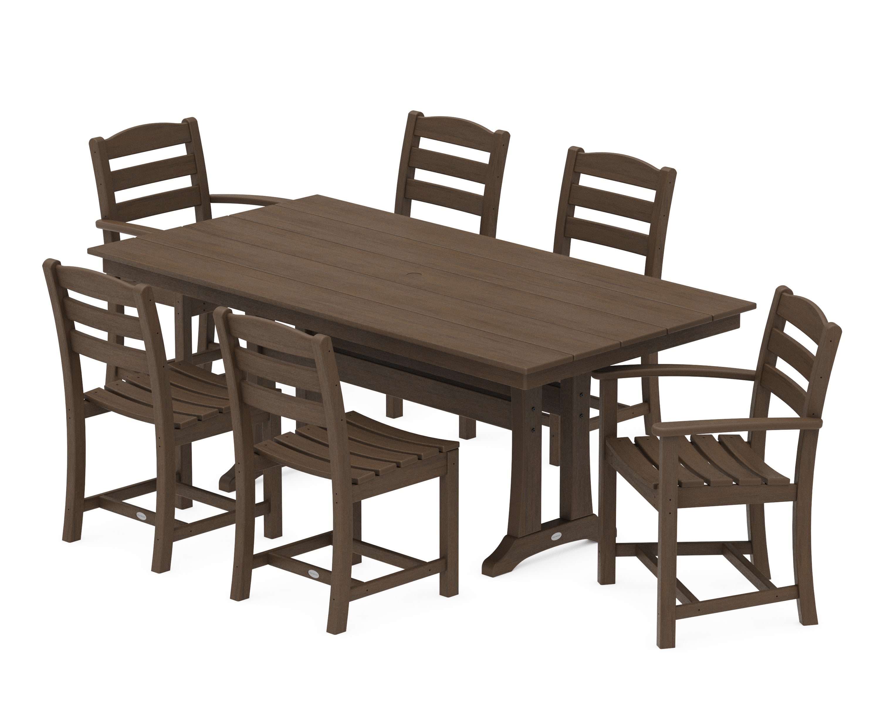 La Casa Caf 7-Piece Farmhouse Dining Set with Trestle Legs in Kona