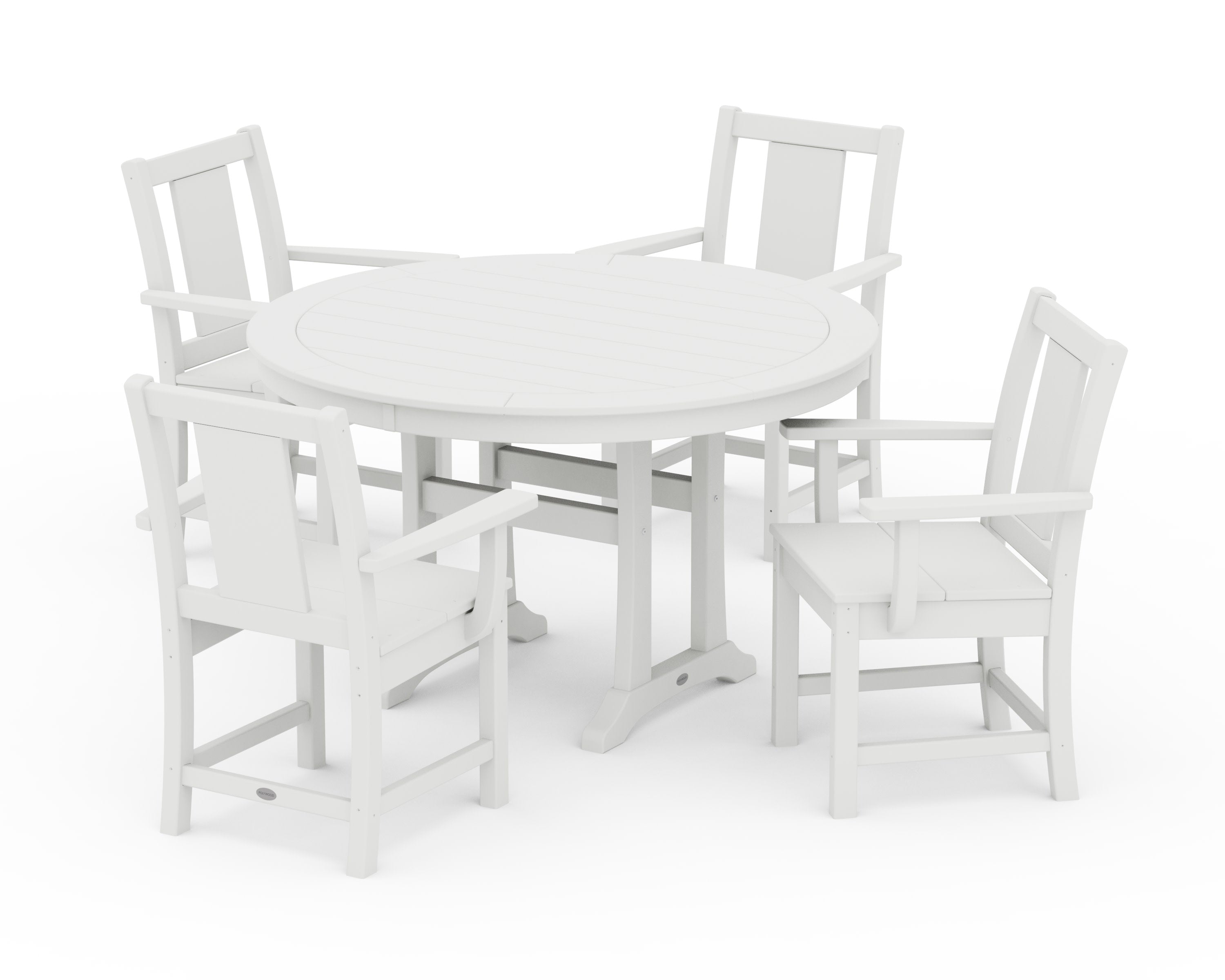 Prairie 5-Piece Round Dining Set with Trestle Legs in White