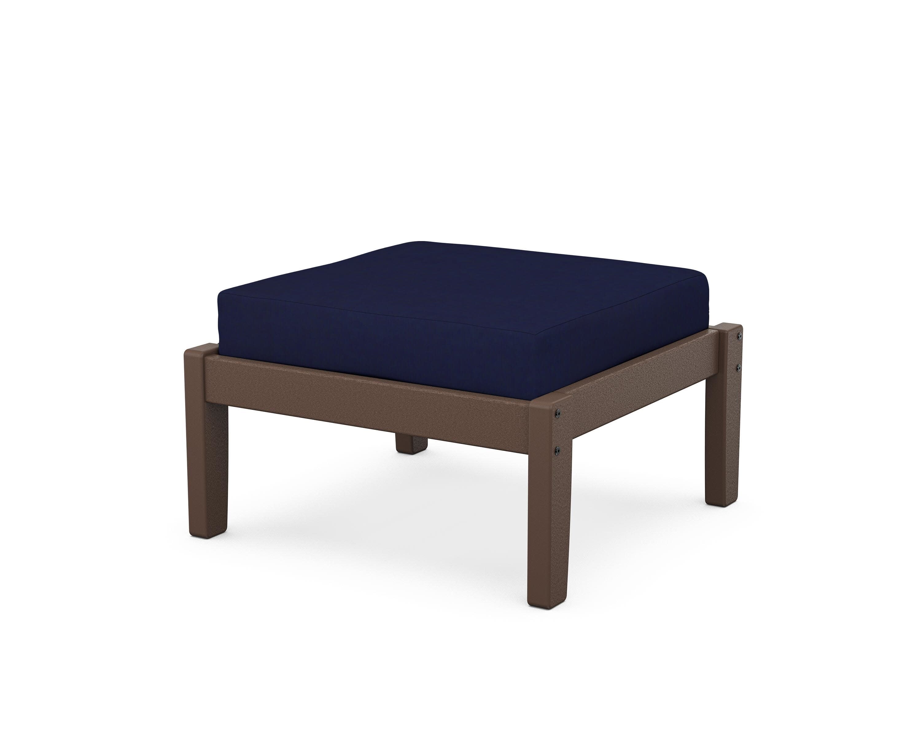 Deep Seating Ottoman in Mahogany / Navy