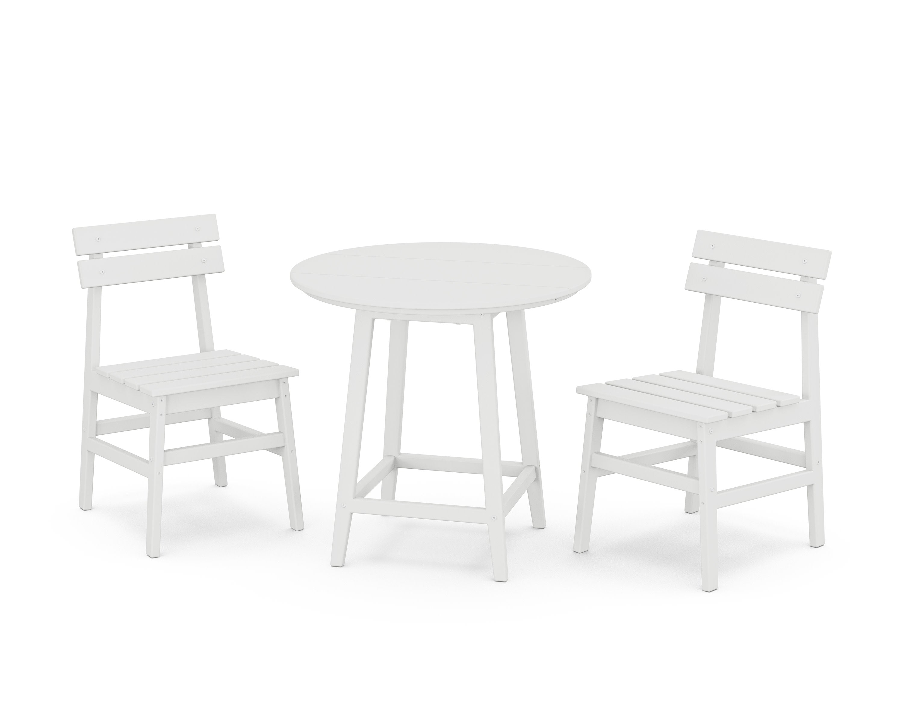 Modern Studio Plaza Chair 3-Piece Round Bistro Dining Set in White