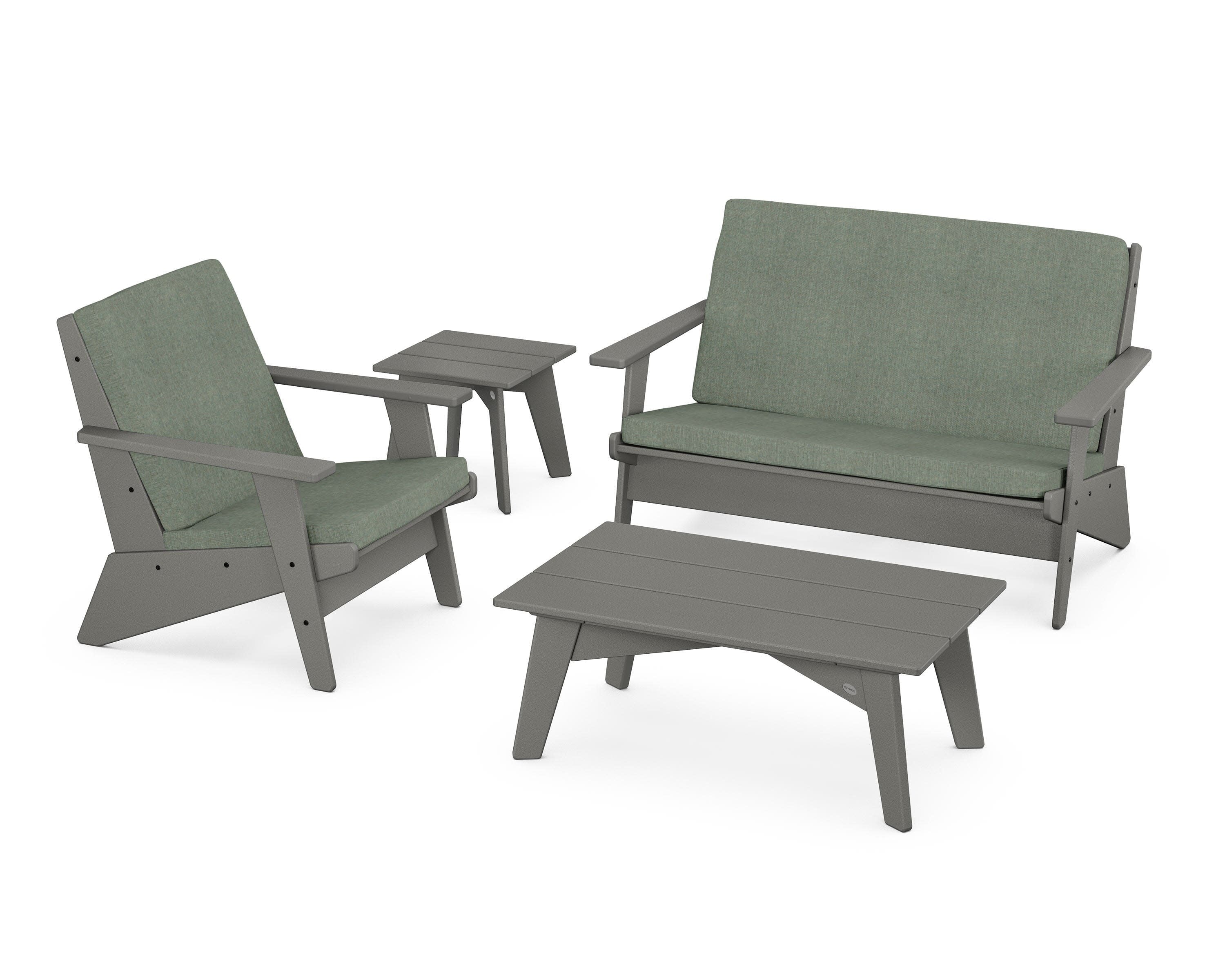 Riviera Modern Lounge 4-Piece Set in Slate Grey / Cast Sage