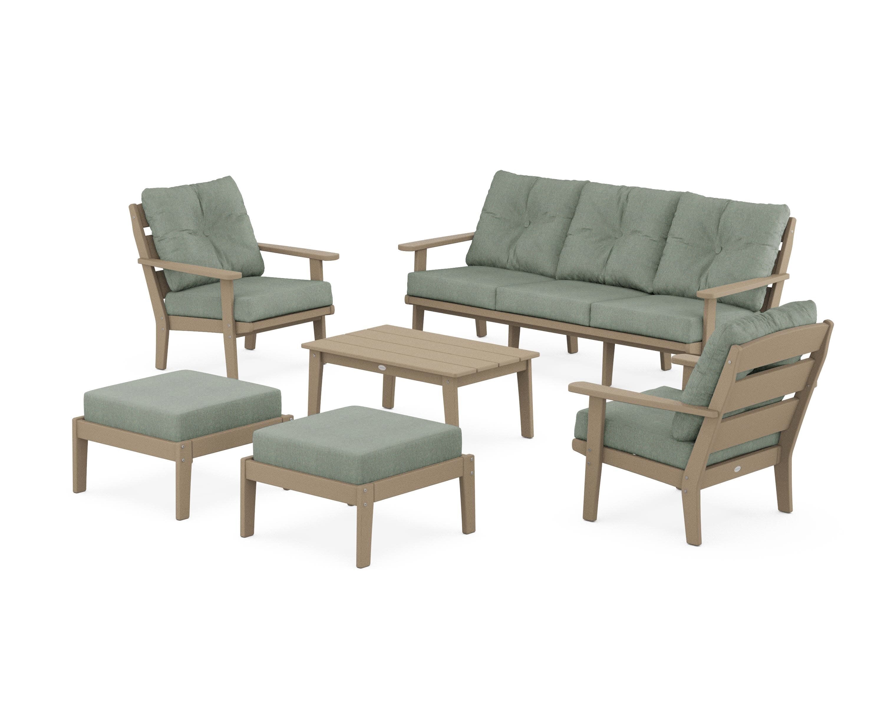 Lakeside 6-Piece Lounge Sofa Set in Vintage Sahara / Cast Sage
