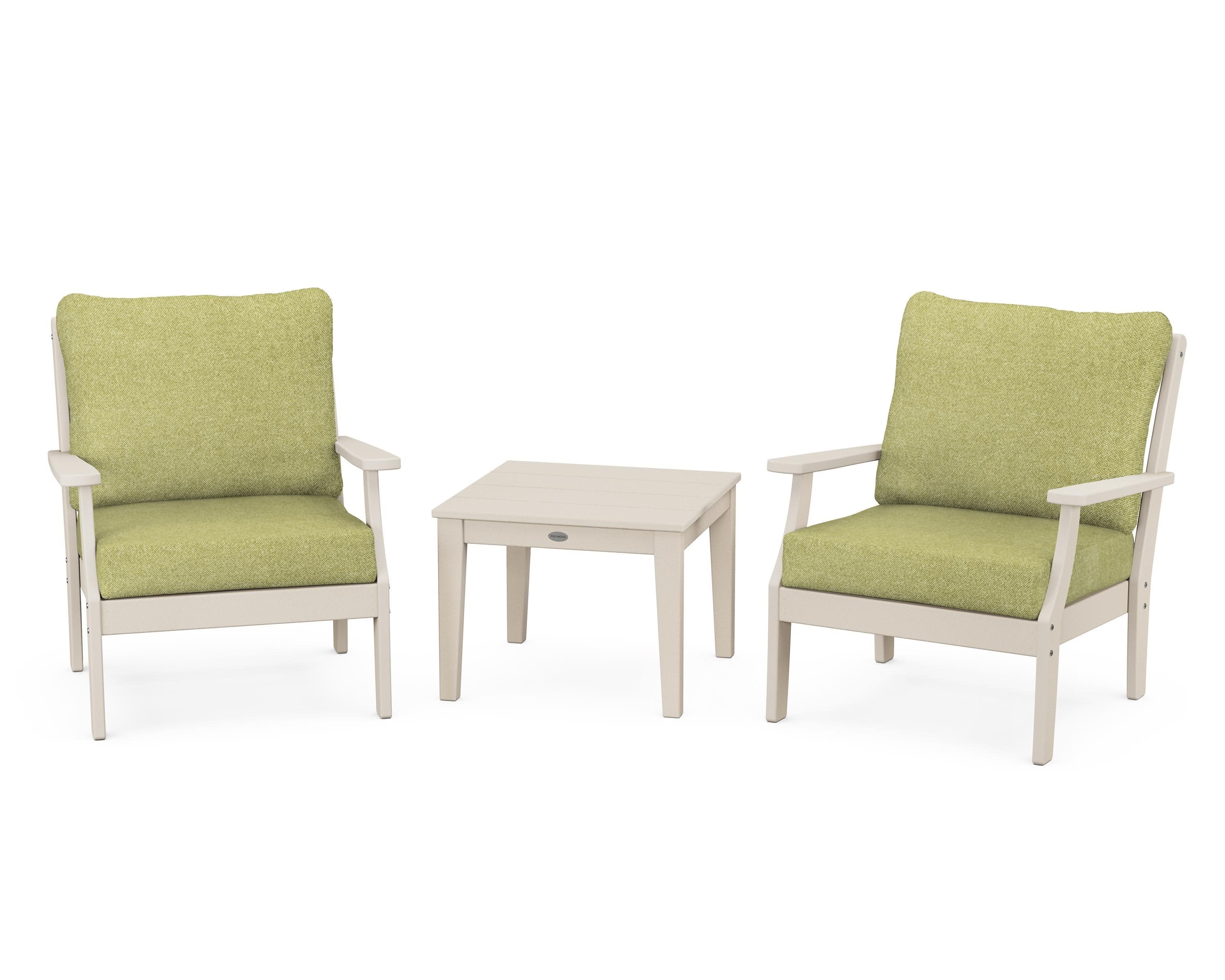 Braxton 3-Piece Deep Seating Set in Sand / Chartreuse Boucle