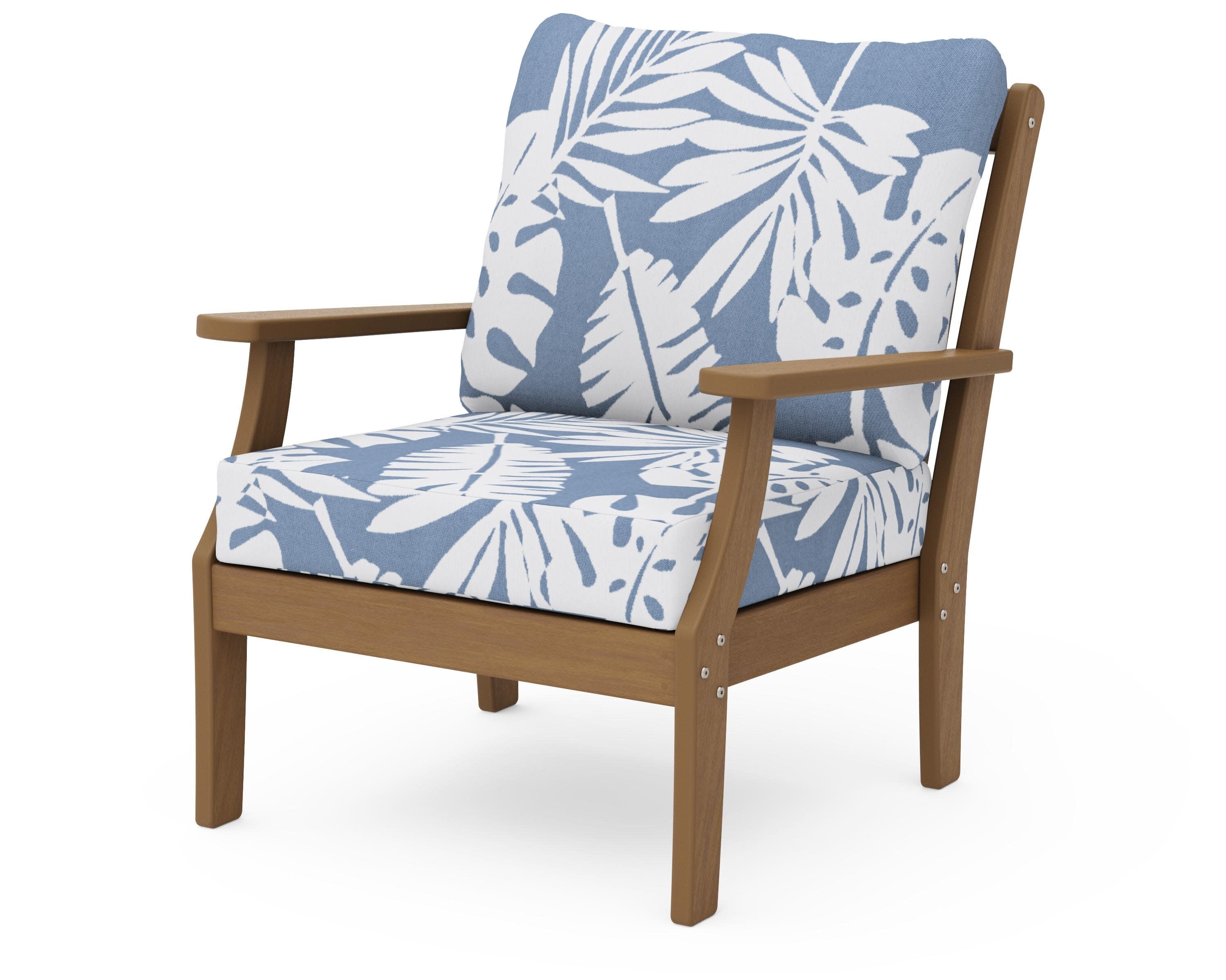 Braxton Deep Seating Chair in Natural / Leaf Sky Blue
