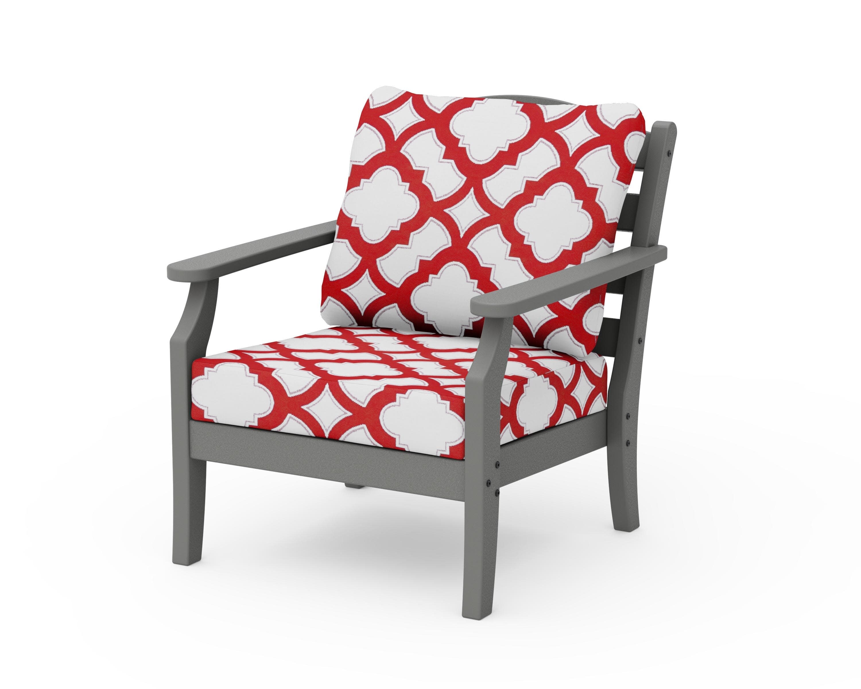 Savannah Deep Seating Chair in Slate Grey / Trellis Crimson