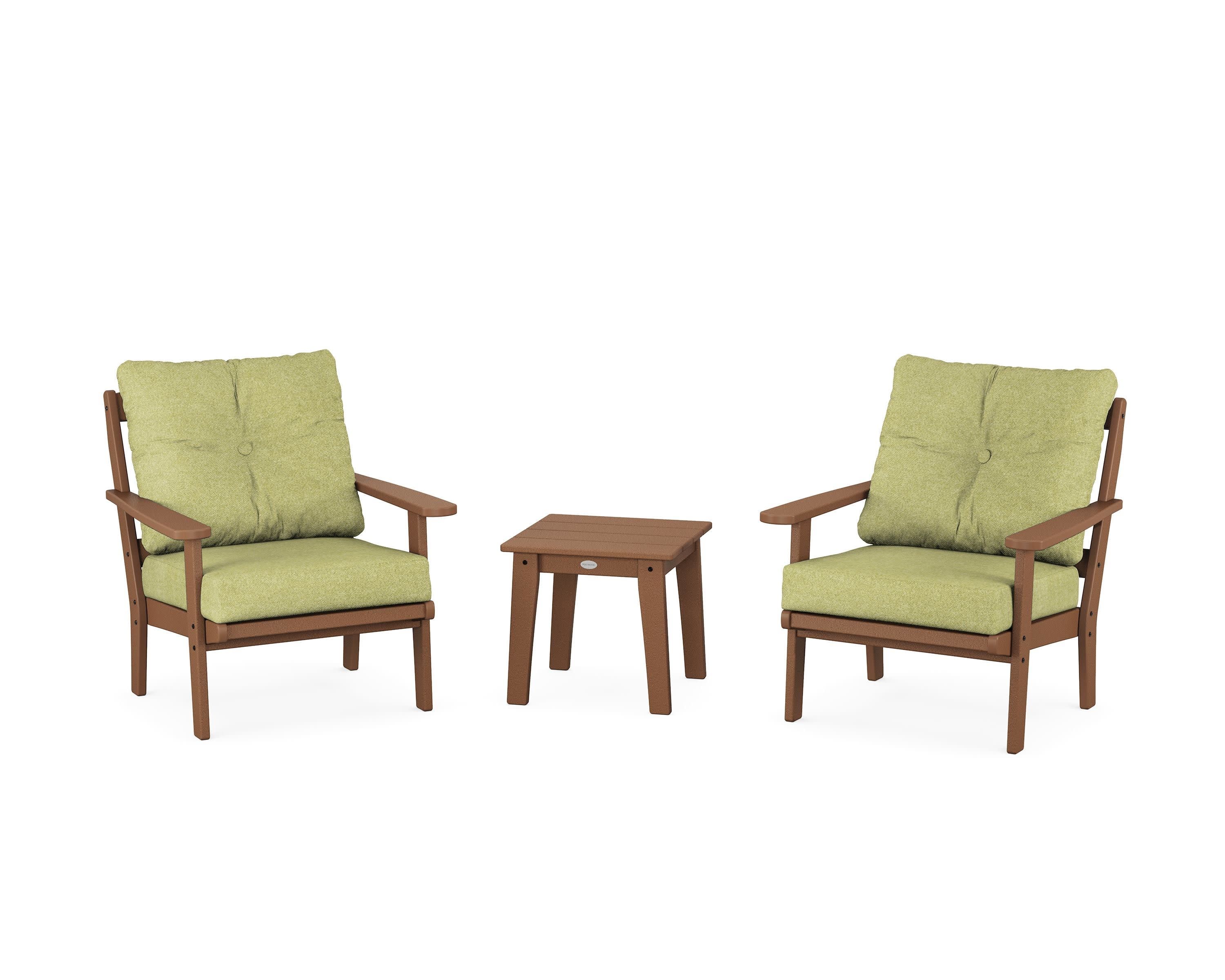 Mission 3-Piece Deep Seating Set in Teak / Chartreuse Boucle