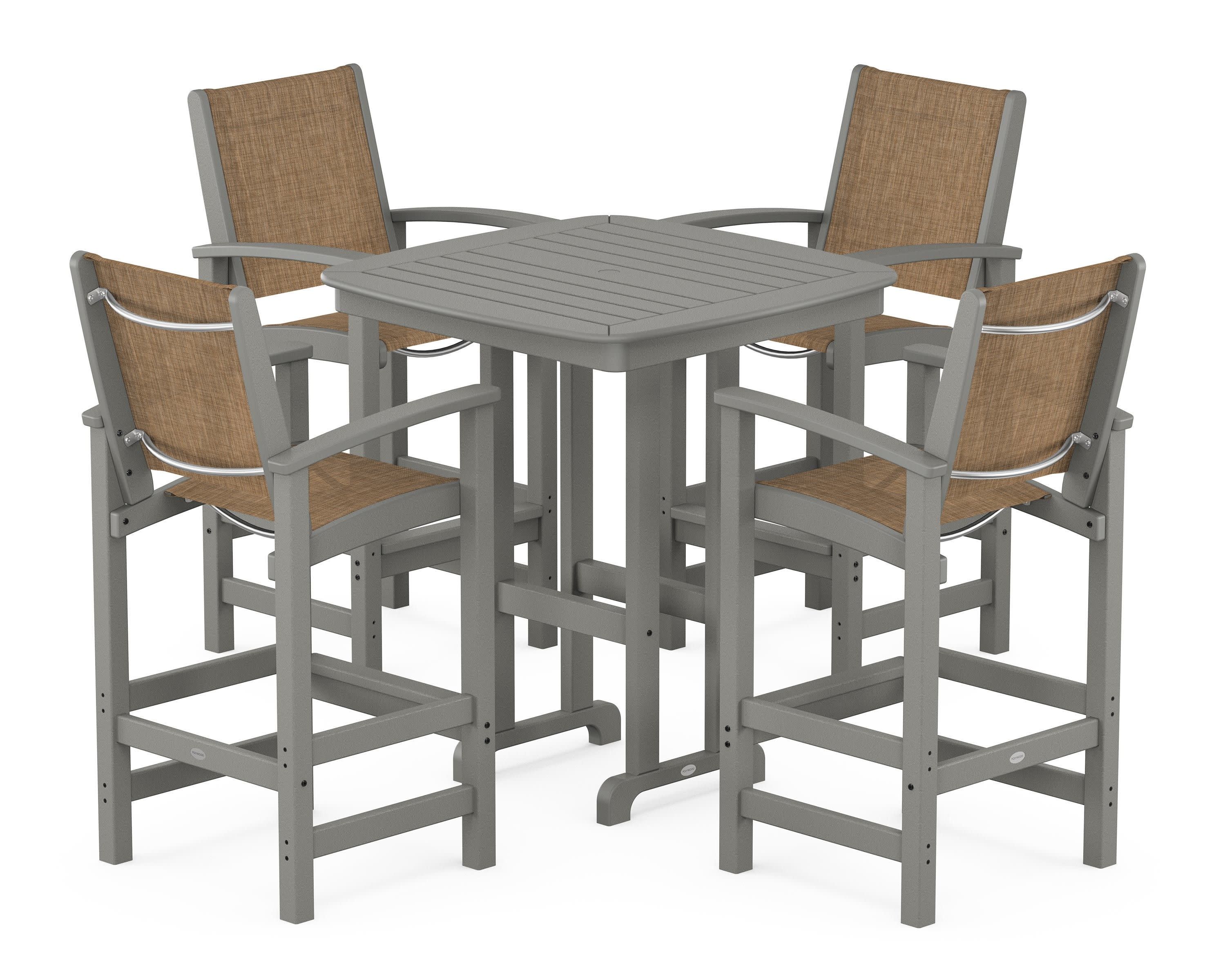Coastal 5-Piece Bar Set in Slate Grey / Burlap Sling