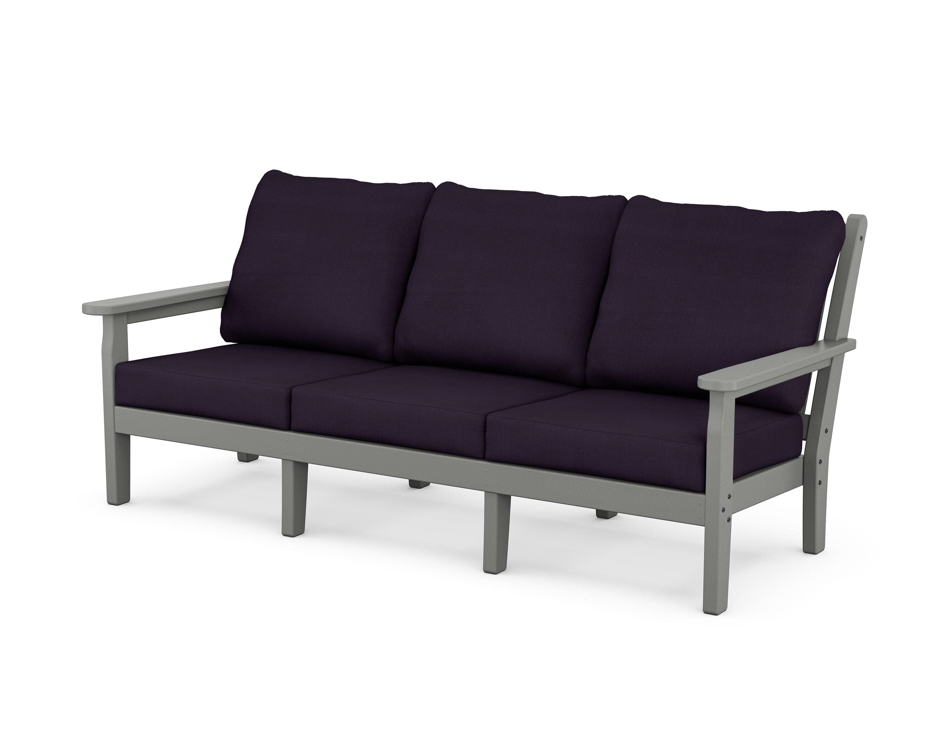 Chippendale Deep Seating Sofa in Slate Grey / Navy Linen