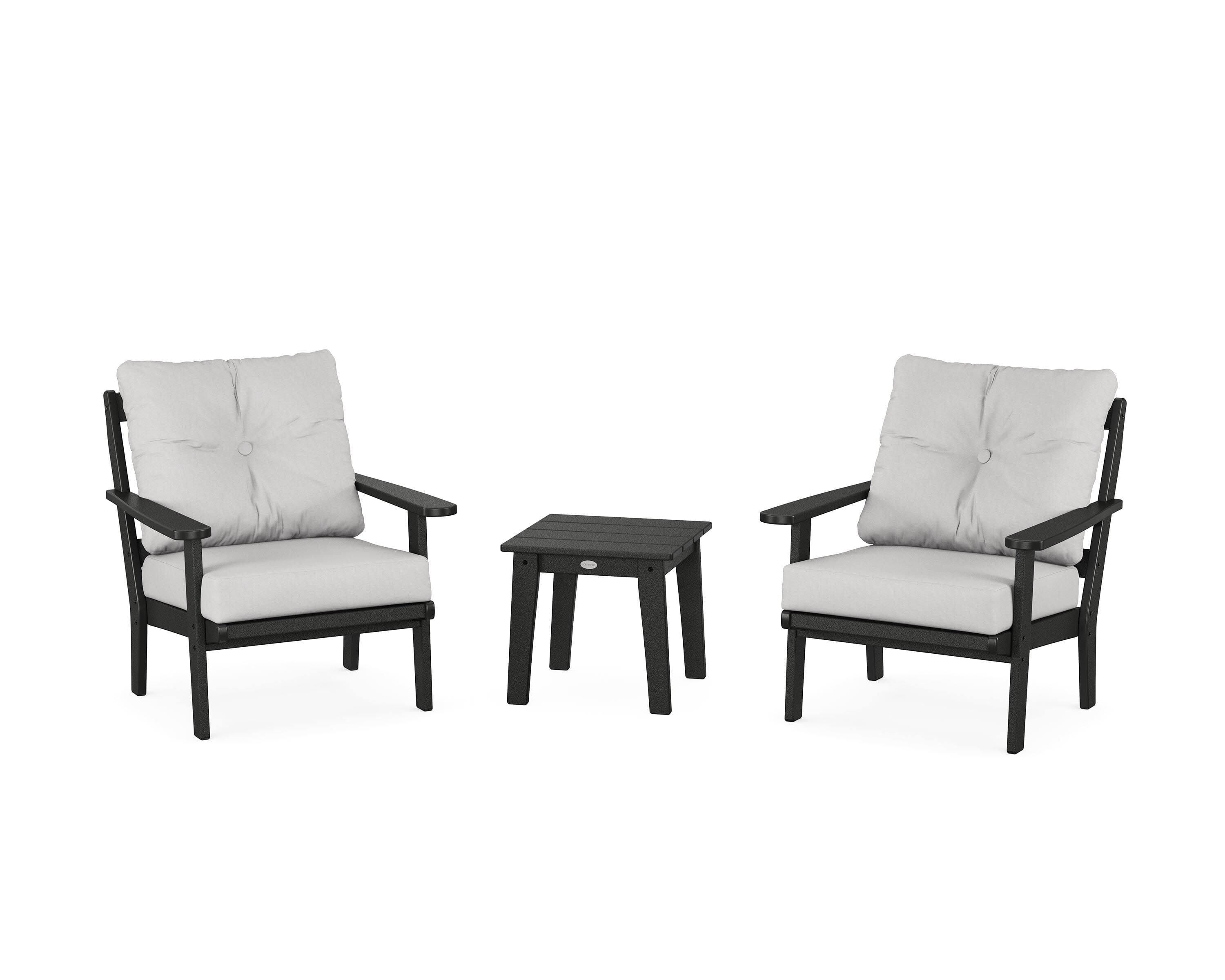 Mission 3-Piece Deep Seating Set in Black / Diamond in the Rough