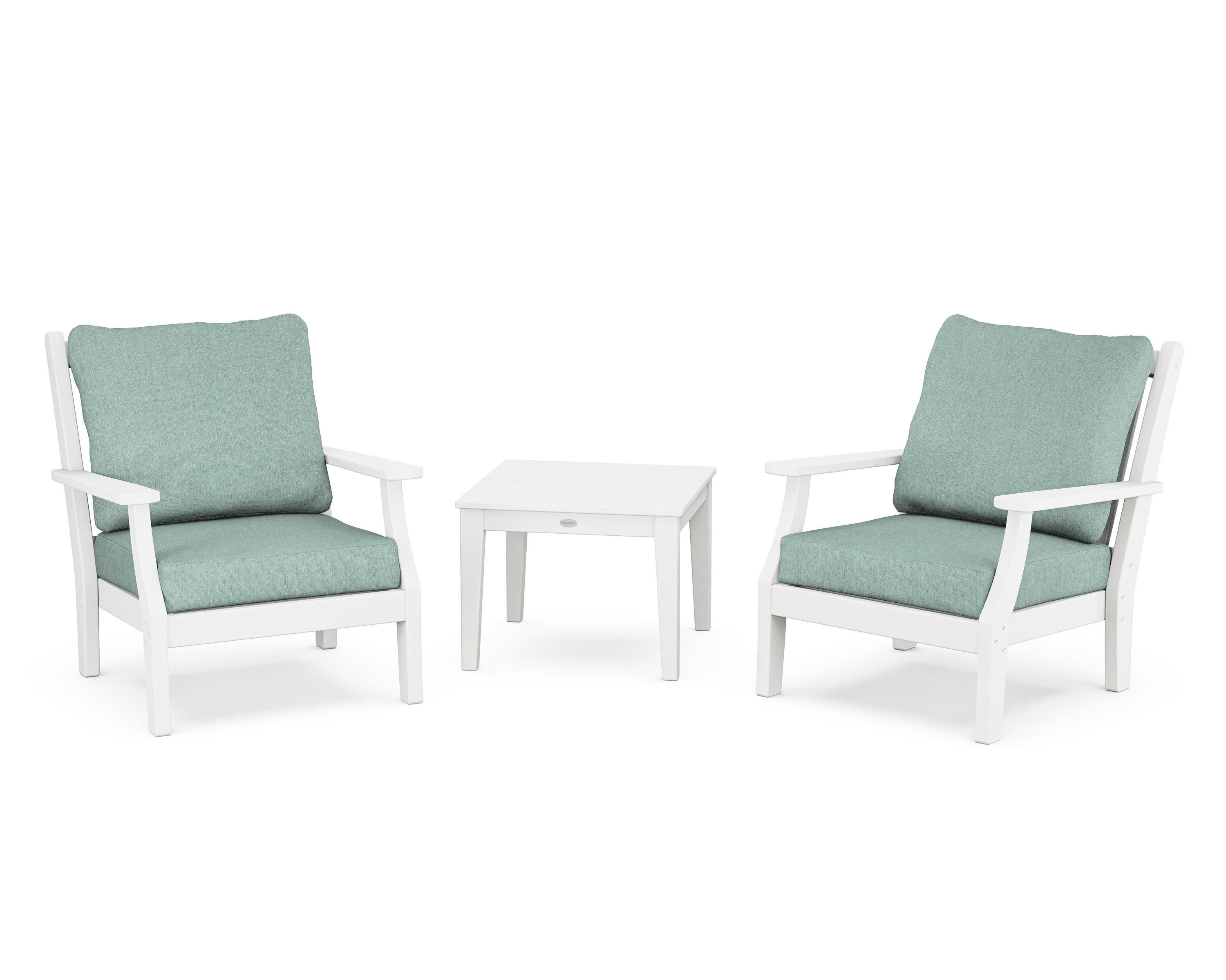 Wovendale 3-Piece Deep Seating Set in White / Glacier Spa