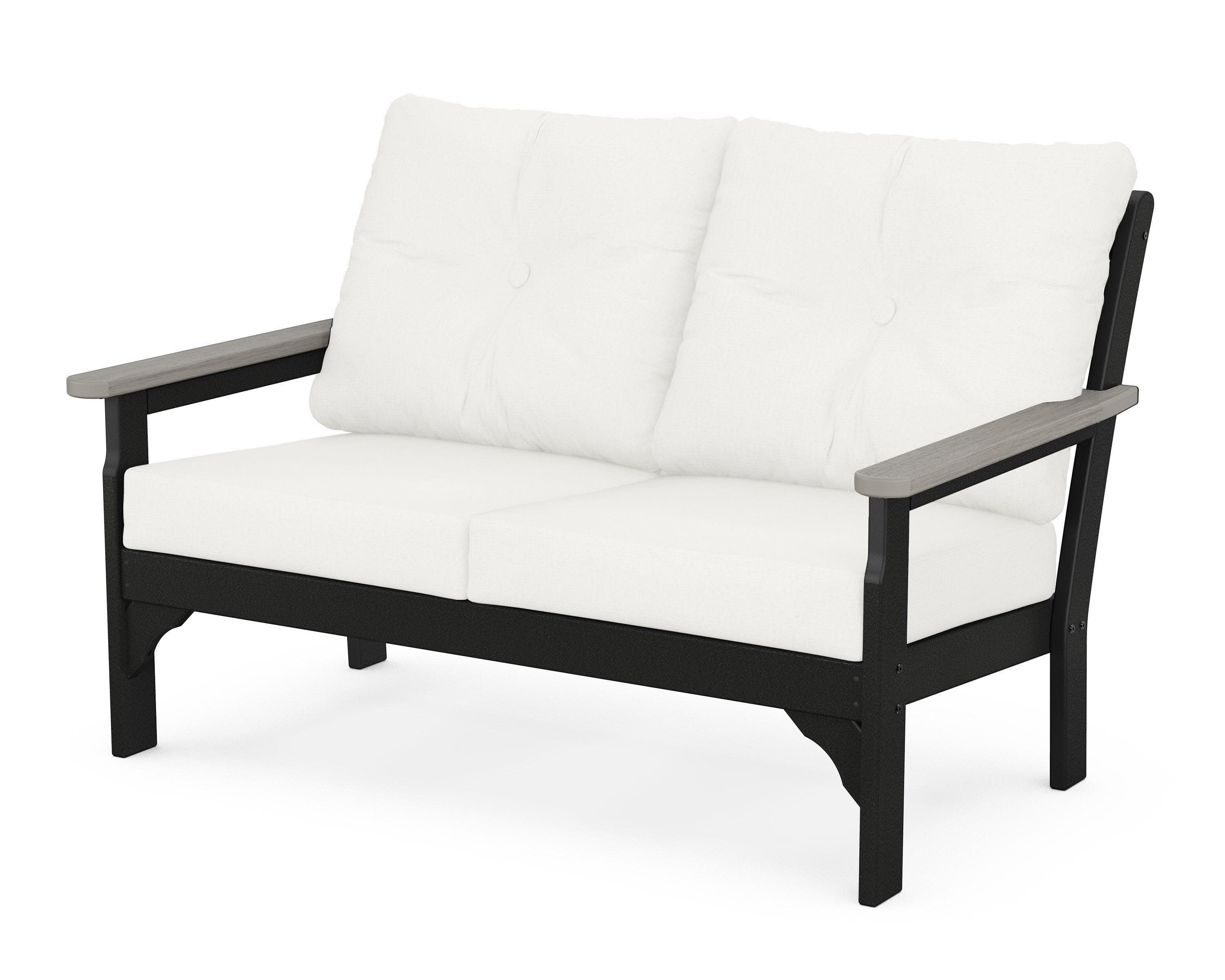 Vineyard Deep Seating Loveseat in Black / Driftwood / Natural Linen