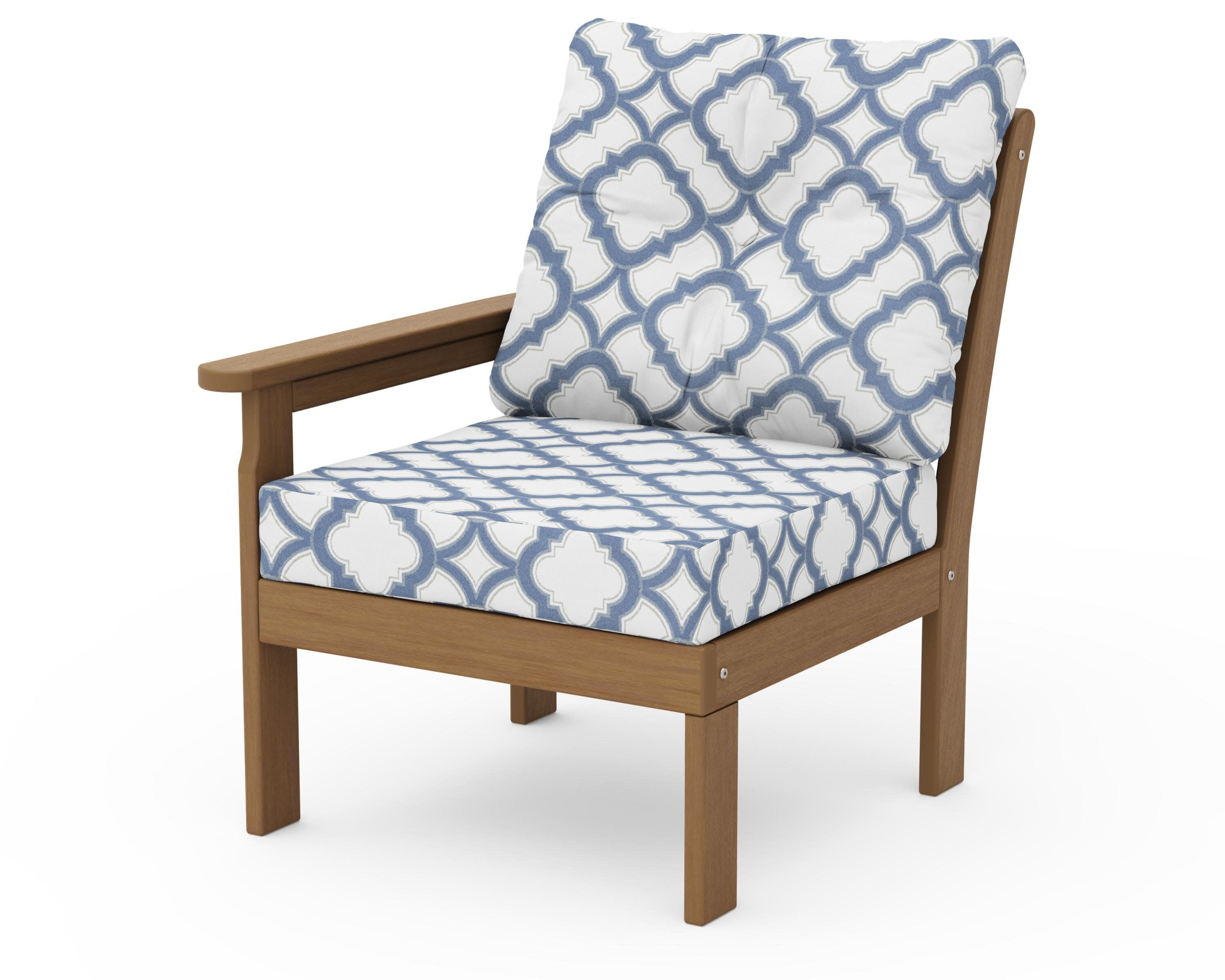 Vineyard Modular Left Arm Chair in Natural / Trellis Sky Blue
