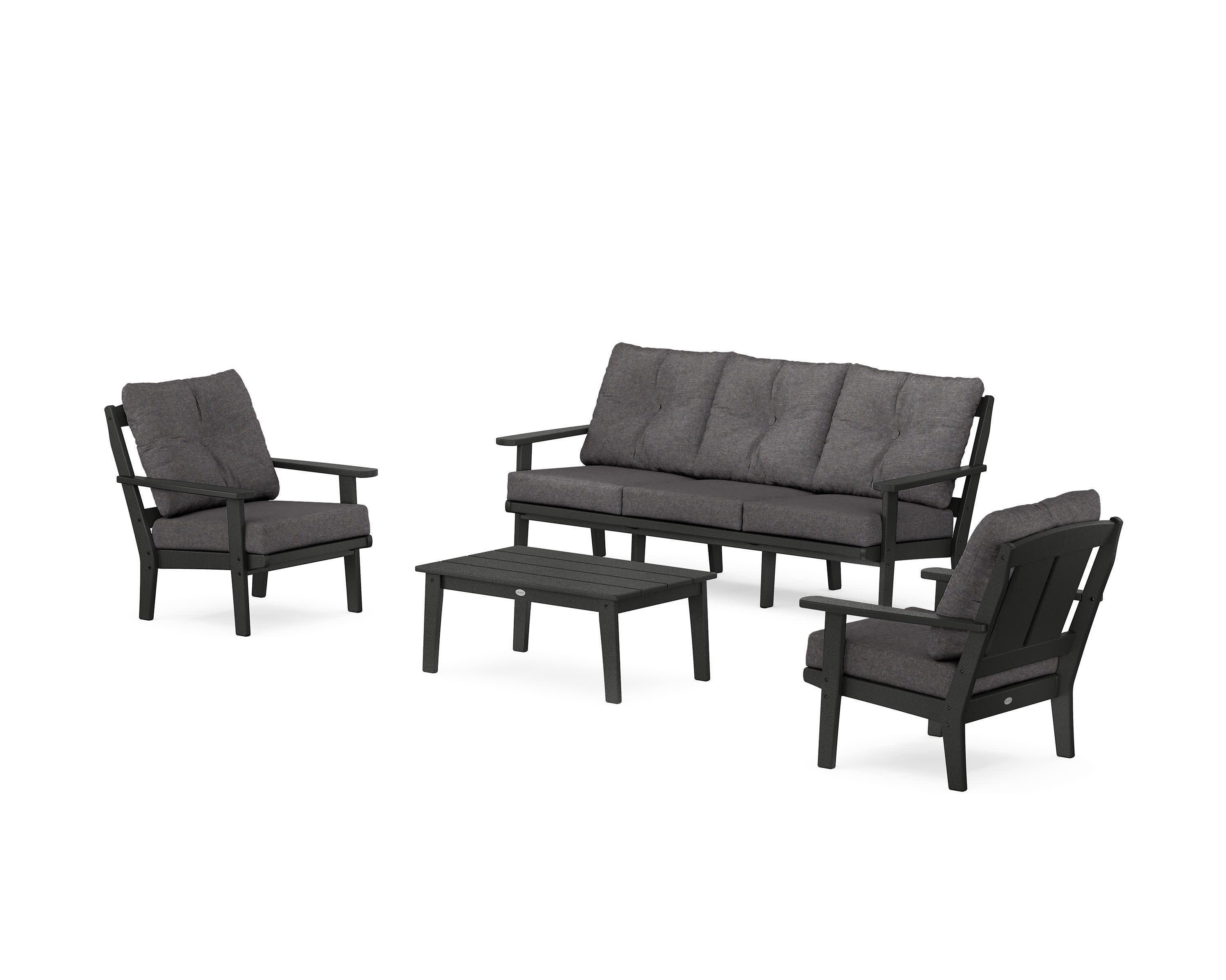 Mission 4-Piece Deep Seating Set with Sofa in Black / Ash Charcoal