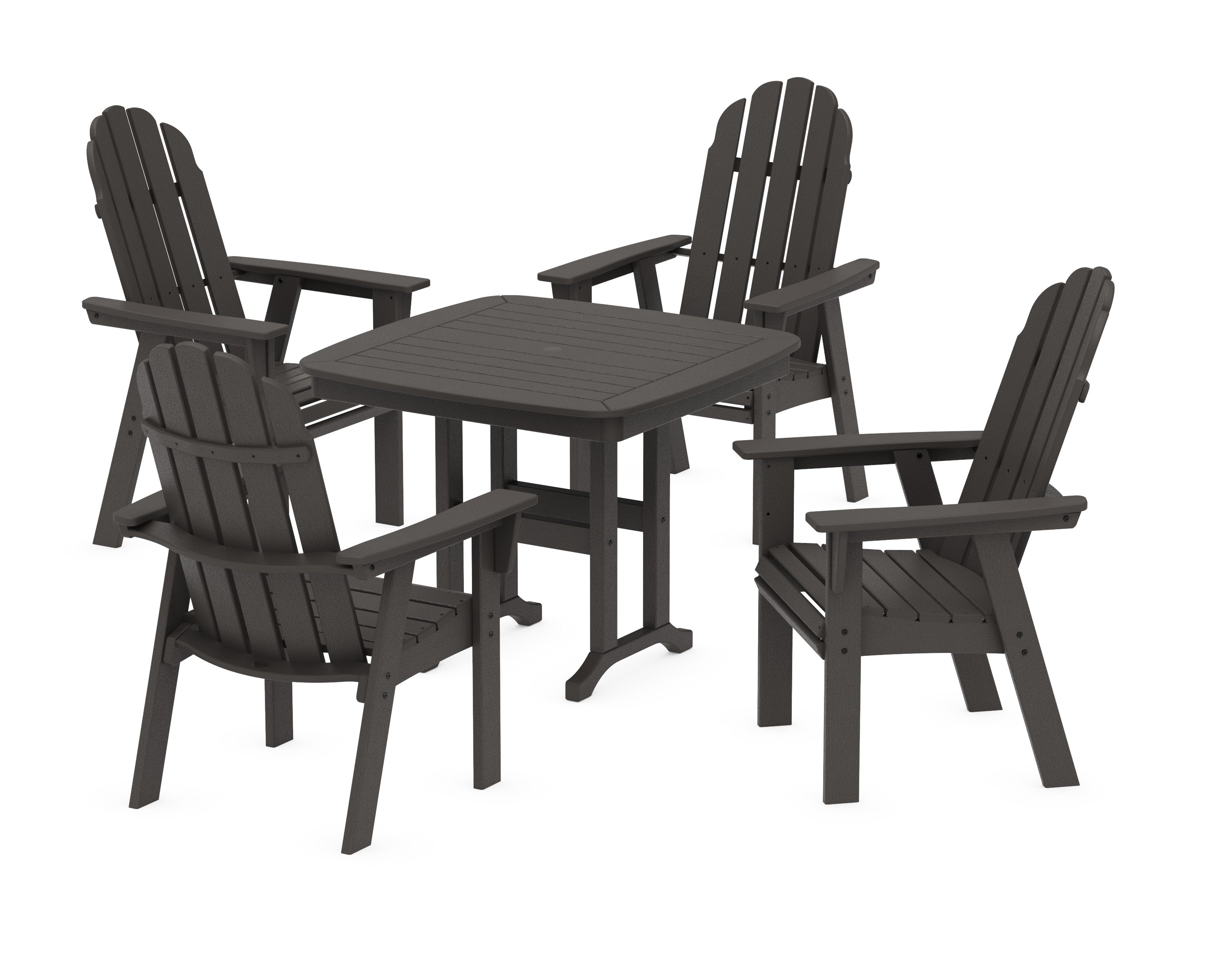 Vineyard Curveback Adirondack 5-Piece Dining Set in Vintage Coffee