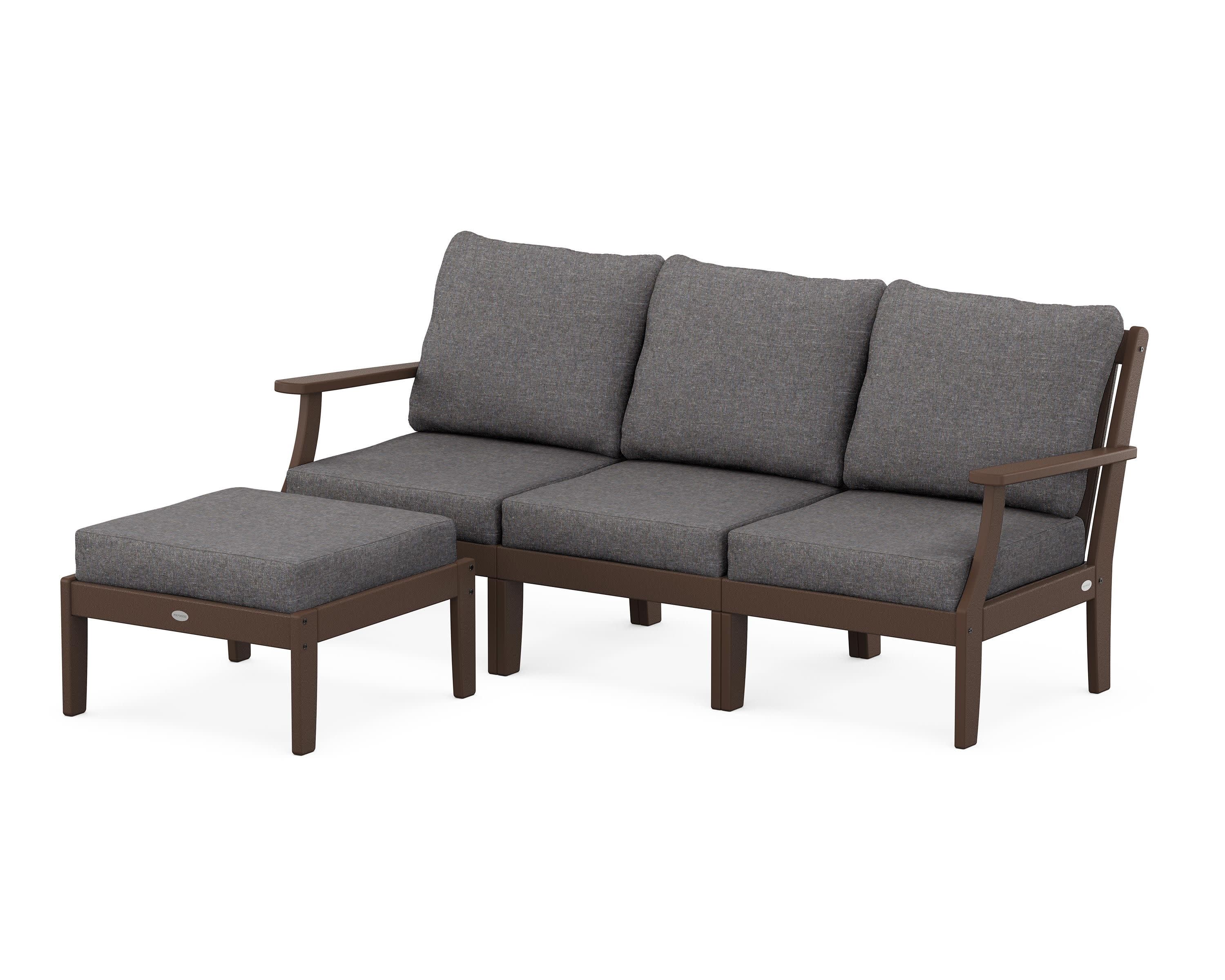 Braxton Modular 4-Piece Deep Seating Set with Ottoman in Mahogany / Ash Charcoal