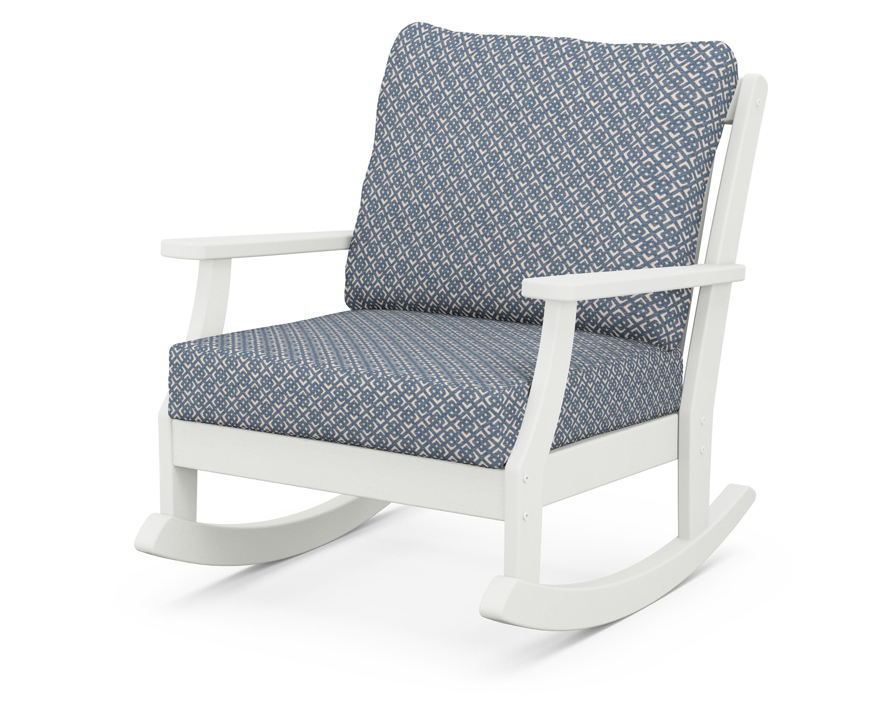 Braxton Deep Seating Rocking Chair in Vintage White / Hopscotch
