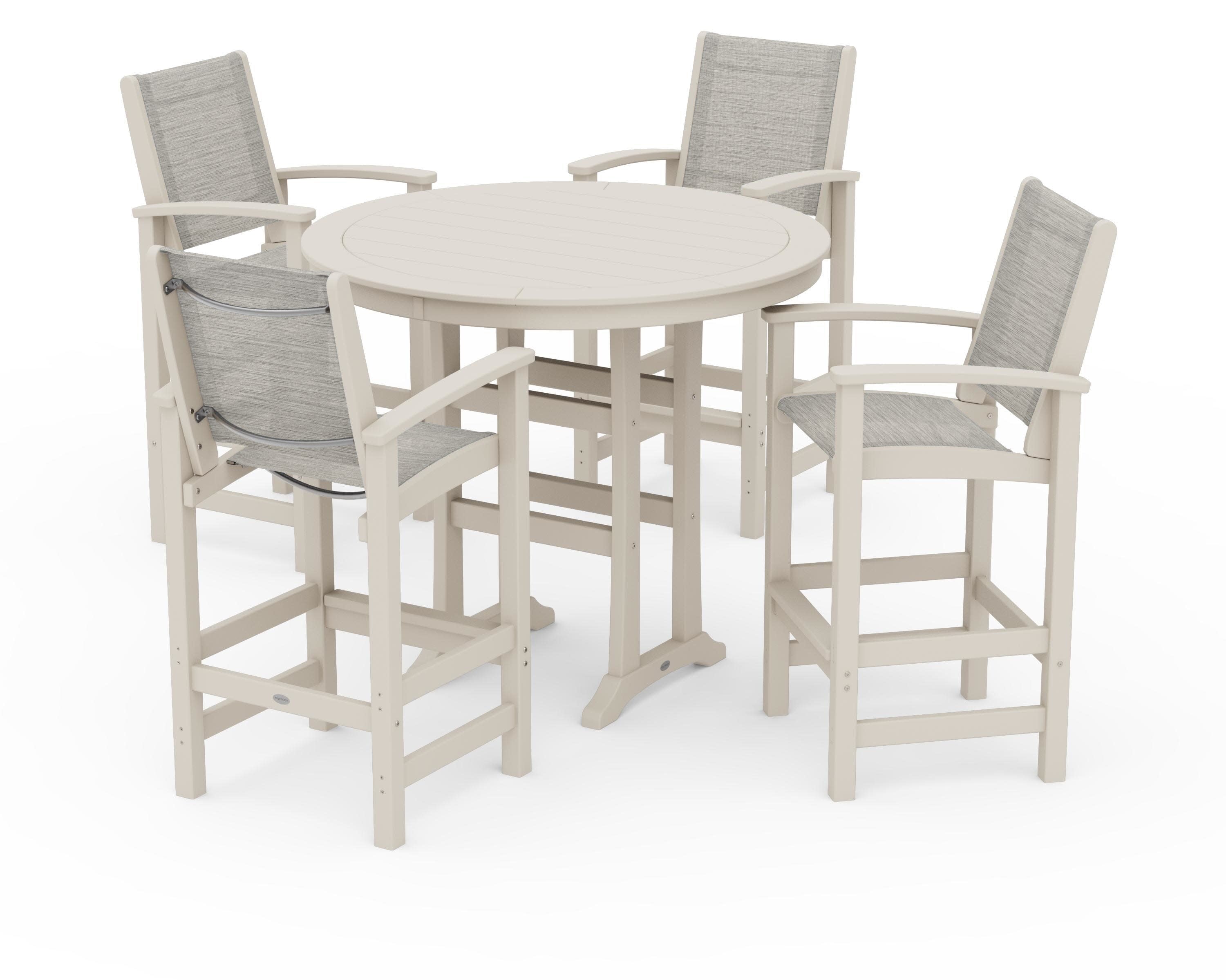 Coastal 5-Piece Nautical Trestle Bar Set in Sand / Birch Sling