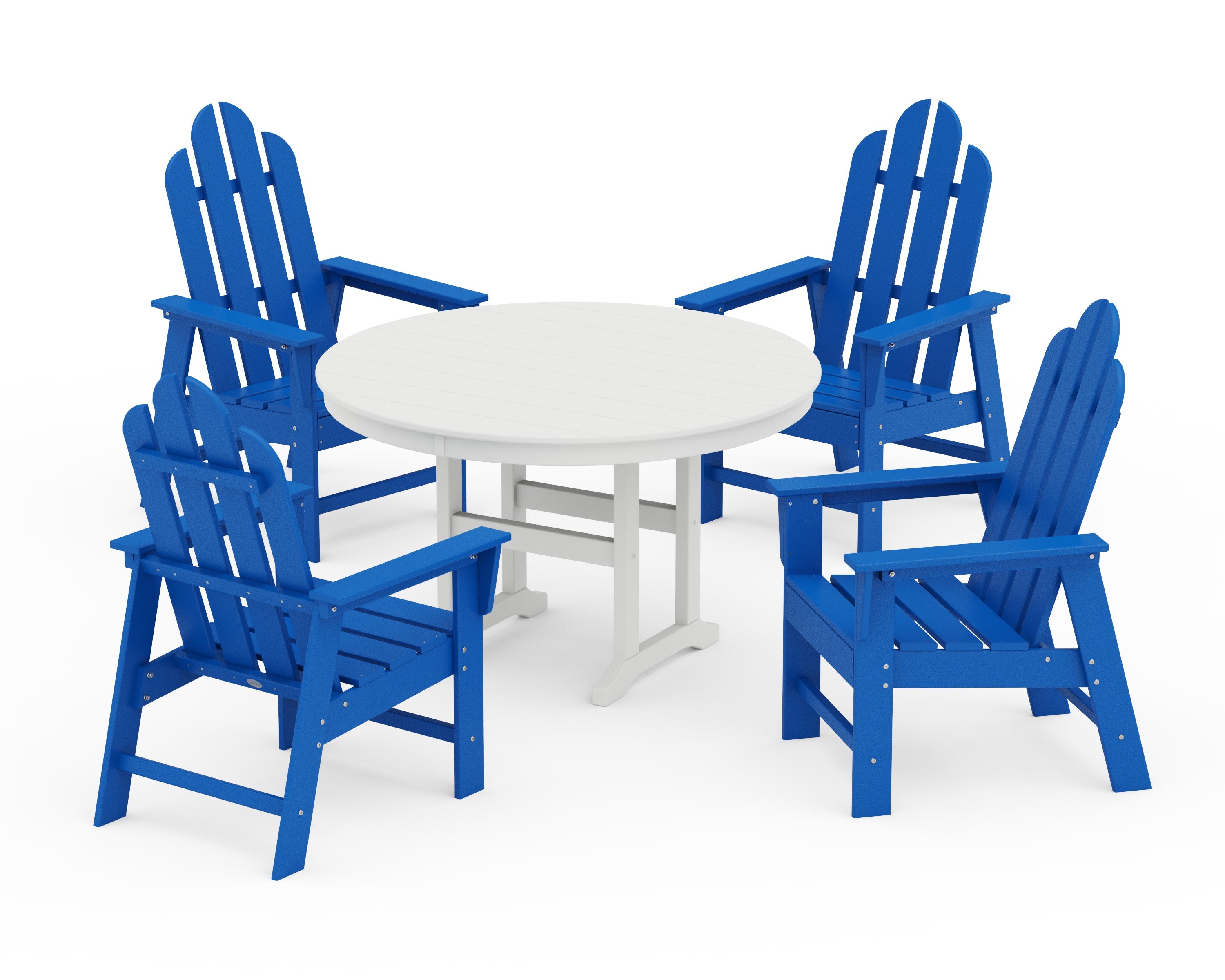 Long Island 5-Piece Round Farmhouse Dining Set in Pacific Blue / White