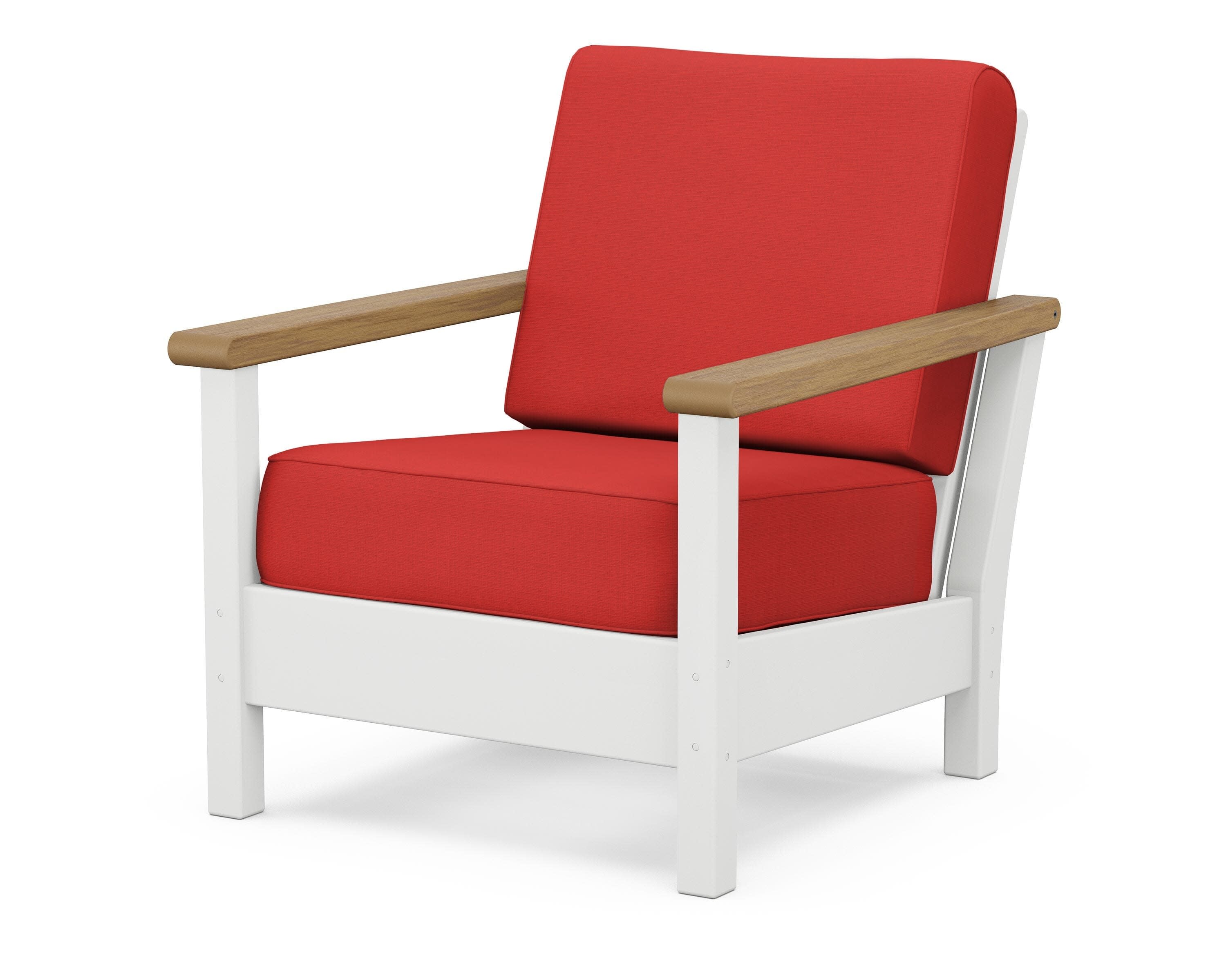 Harbour Deep Seating Chair in White / Natural / Crimson Linen