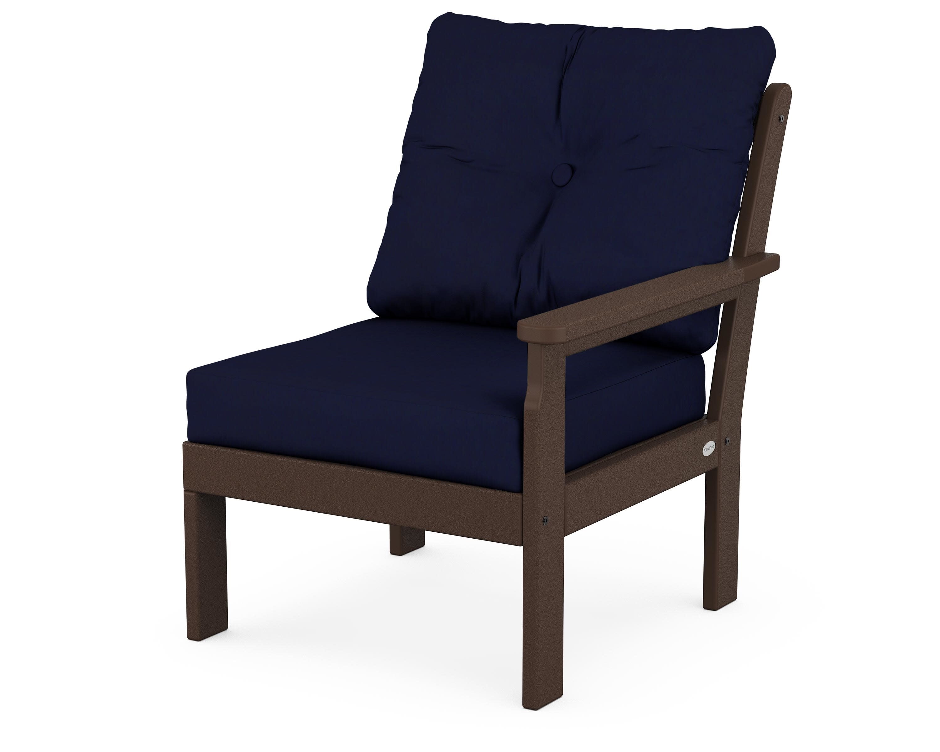 Vineyard Modular Right Arm Chair in Mahogany / Navy