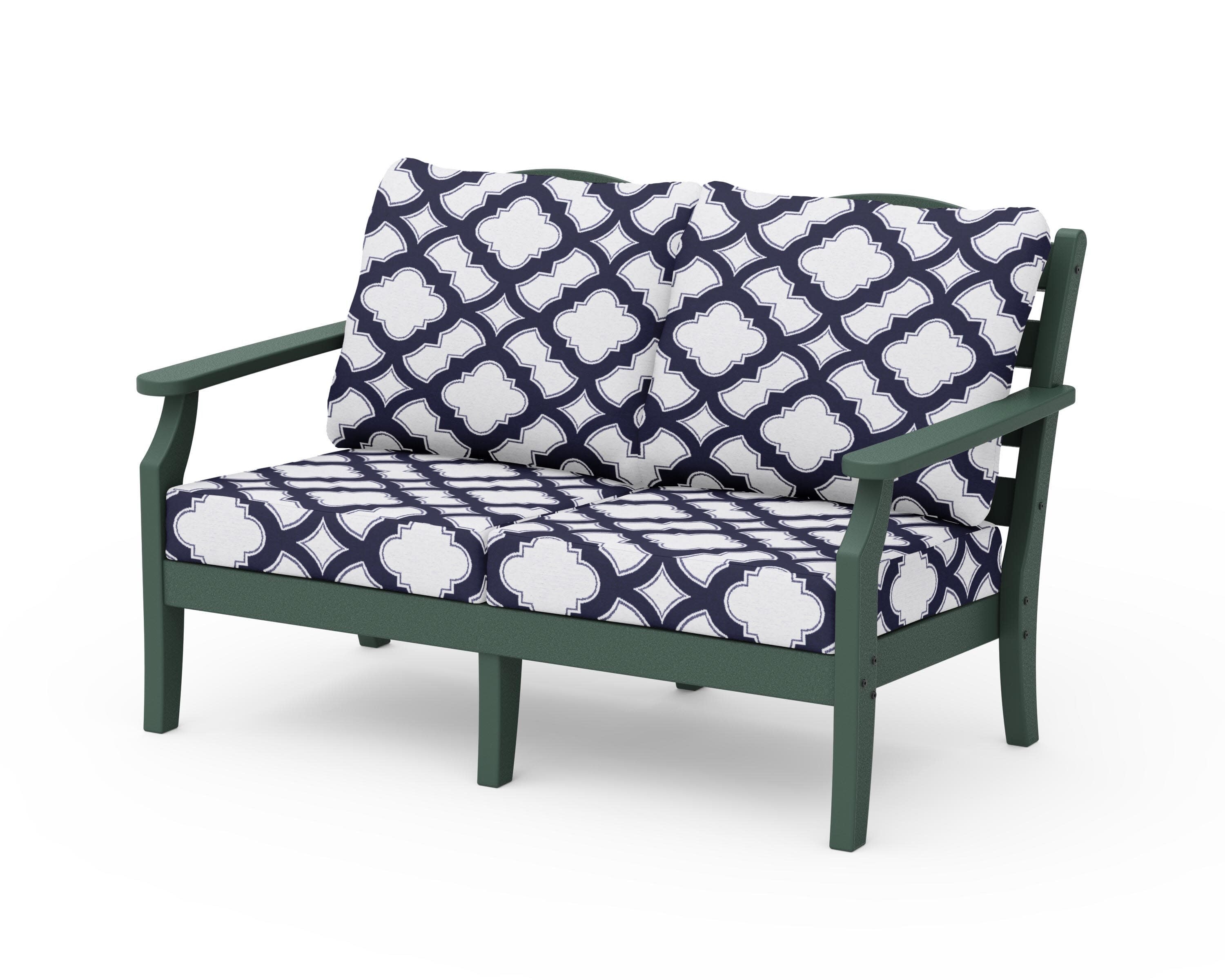 Savannah Deep Seating Loveseat in Green / Trellis Navy