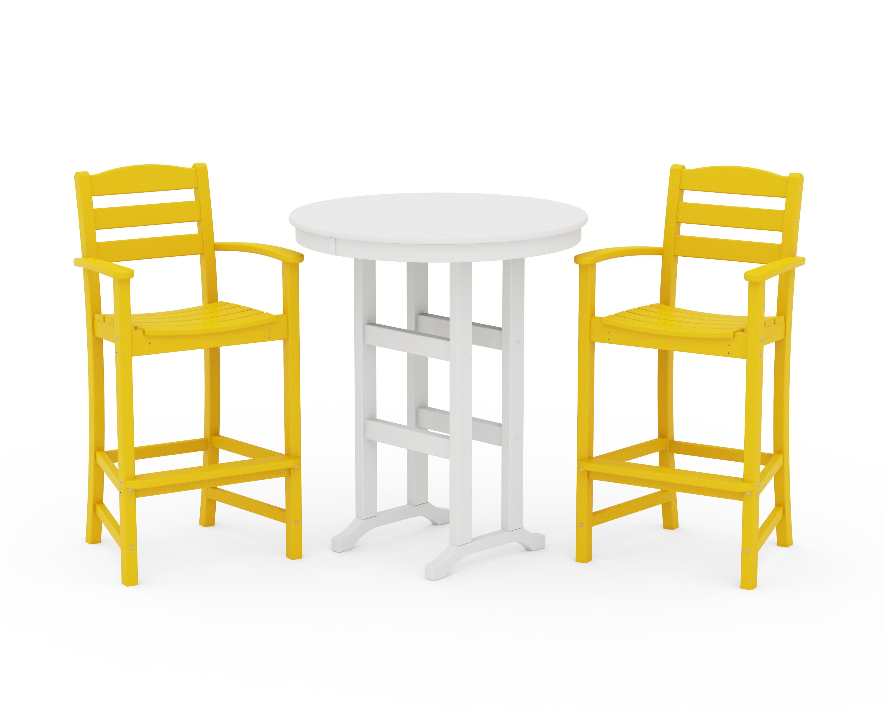 La Casa Caf 3-Piece Round Farmhouse Bar Set in Lemon / White