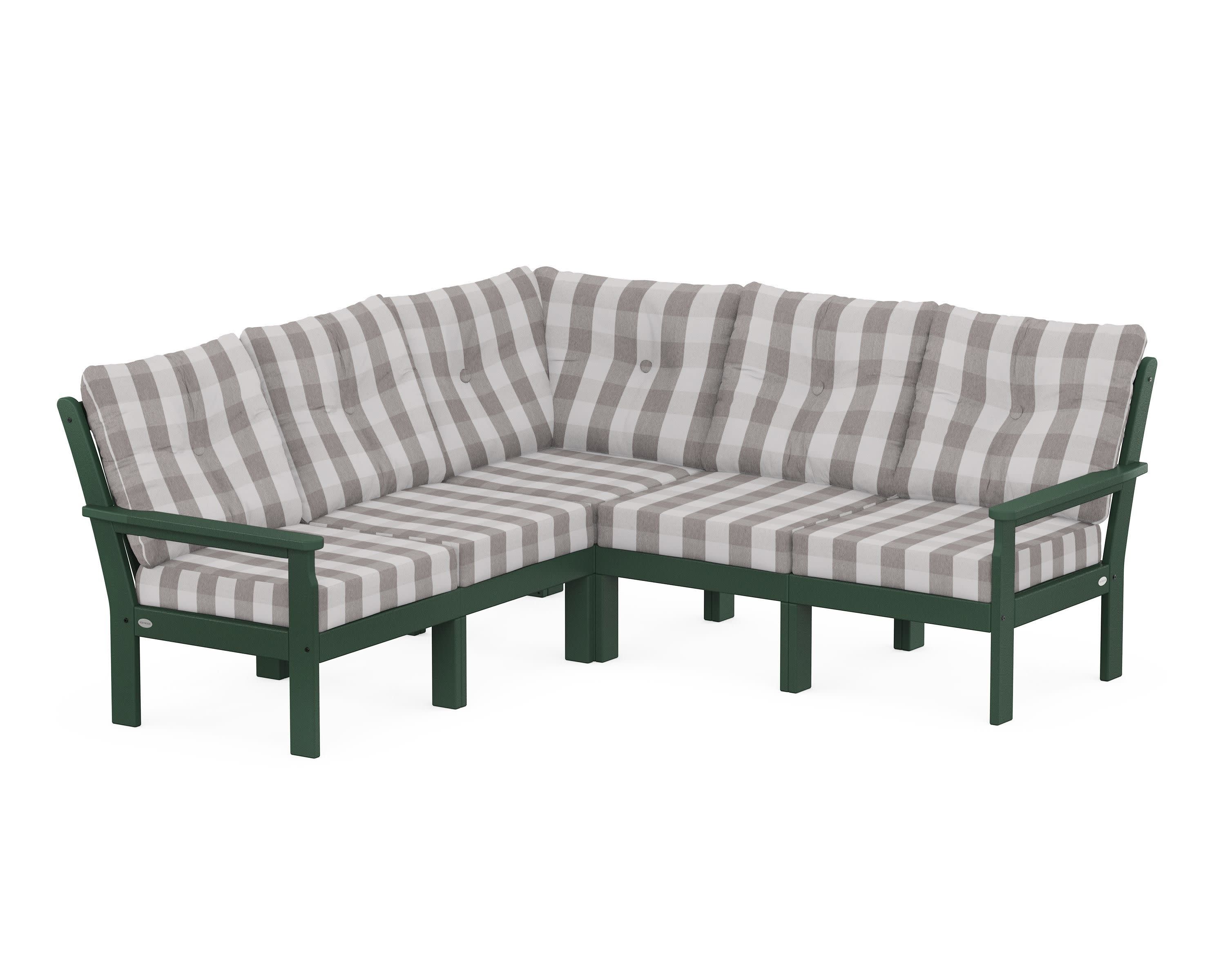Vineyard 5-Piece Sectional in Green / Buffalo Plaid Grey Mist