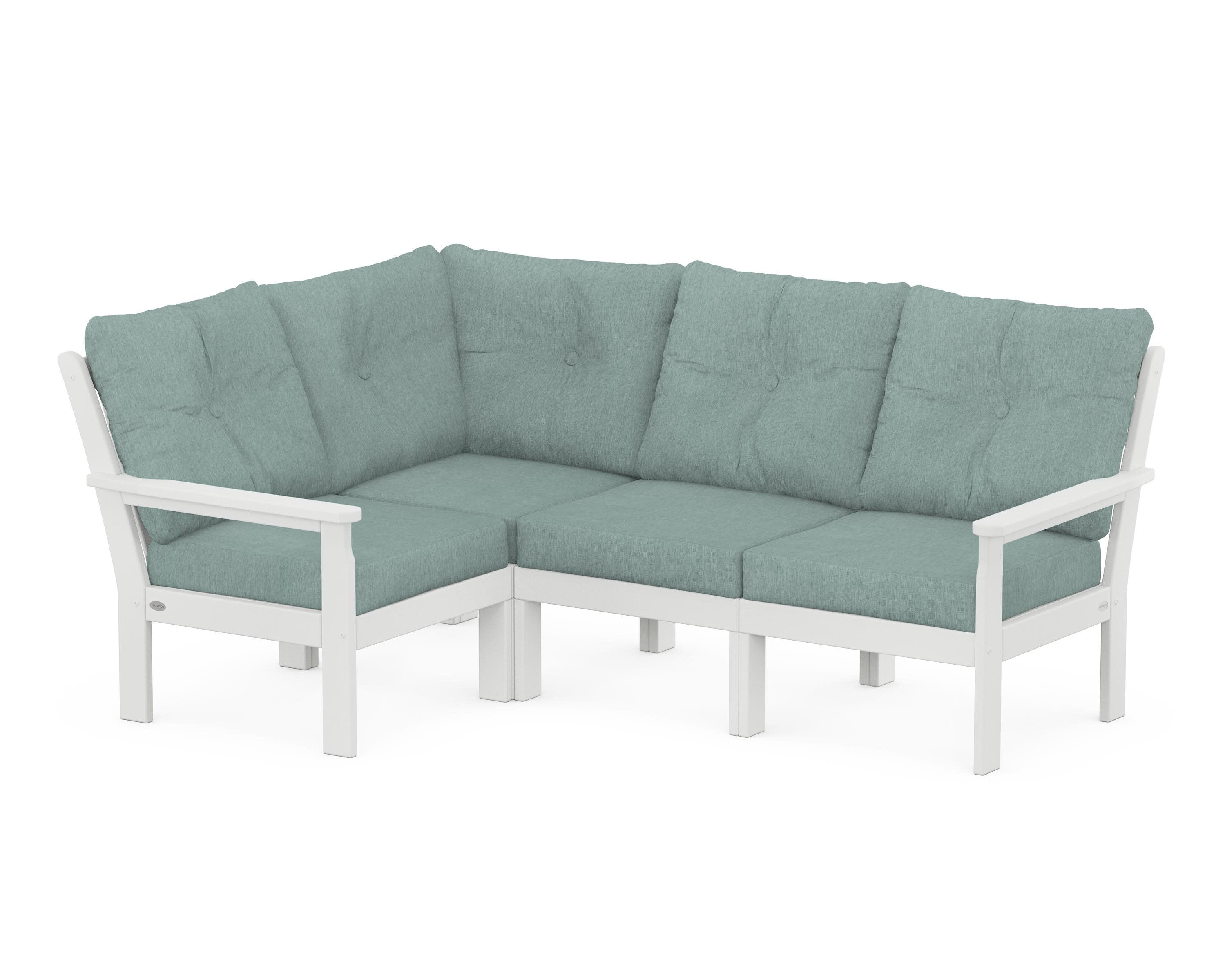 Vineyard 4-Piece Sectional in White / Glacier Spa