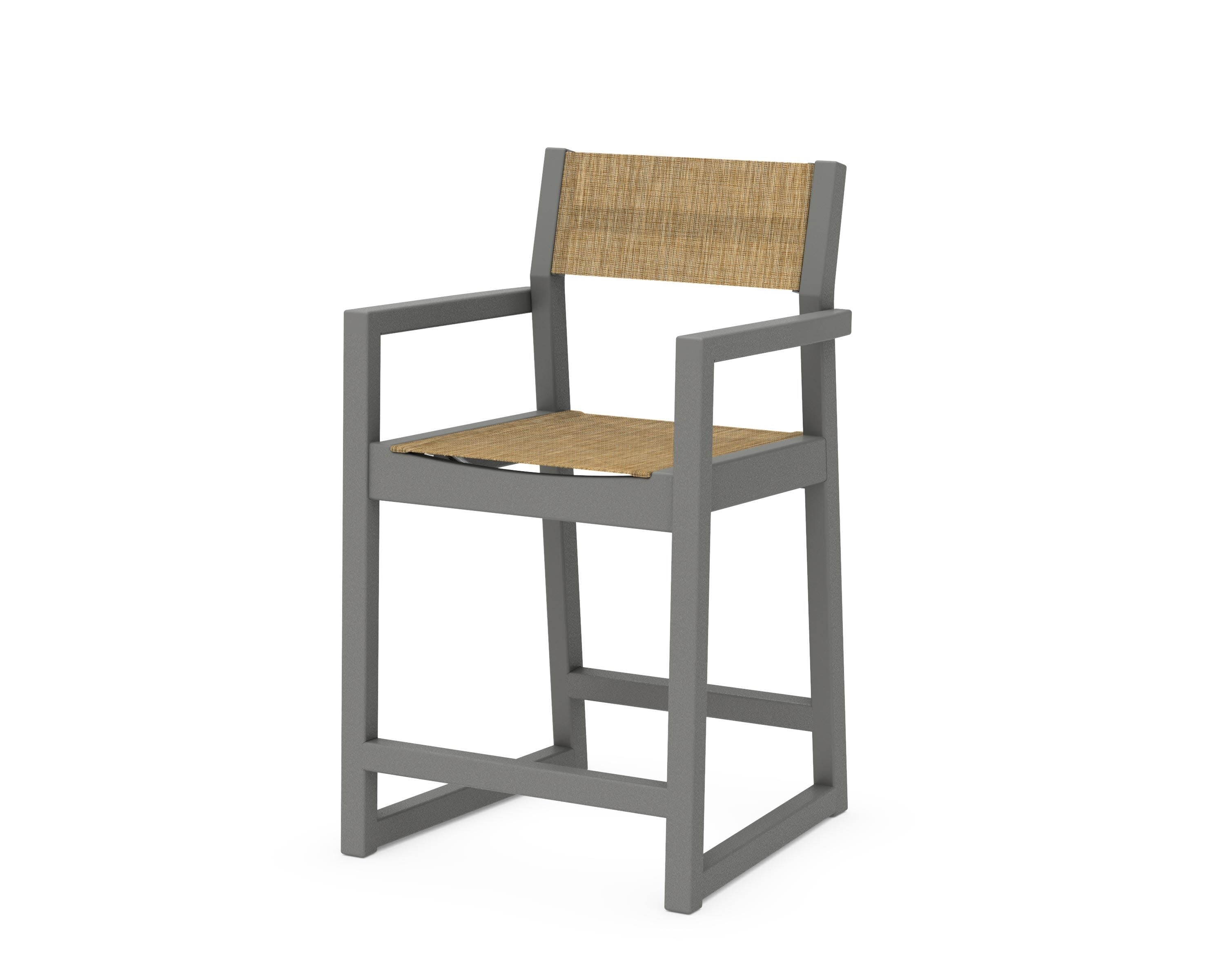 EDGE Sling Counter Arm Chair in Slate Grey / Burlap Sling