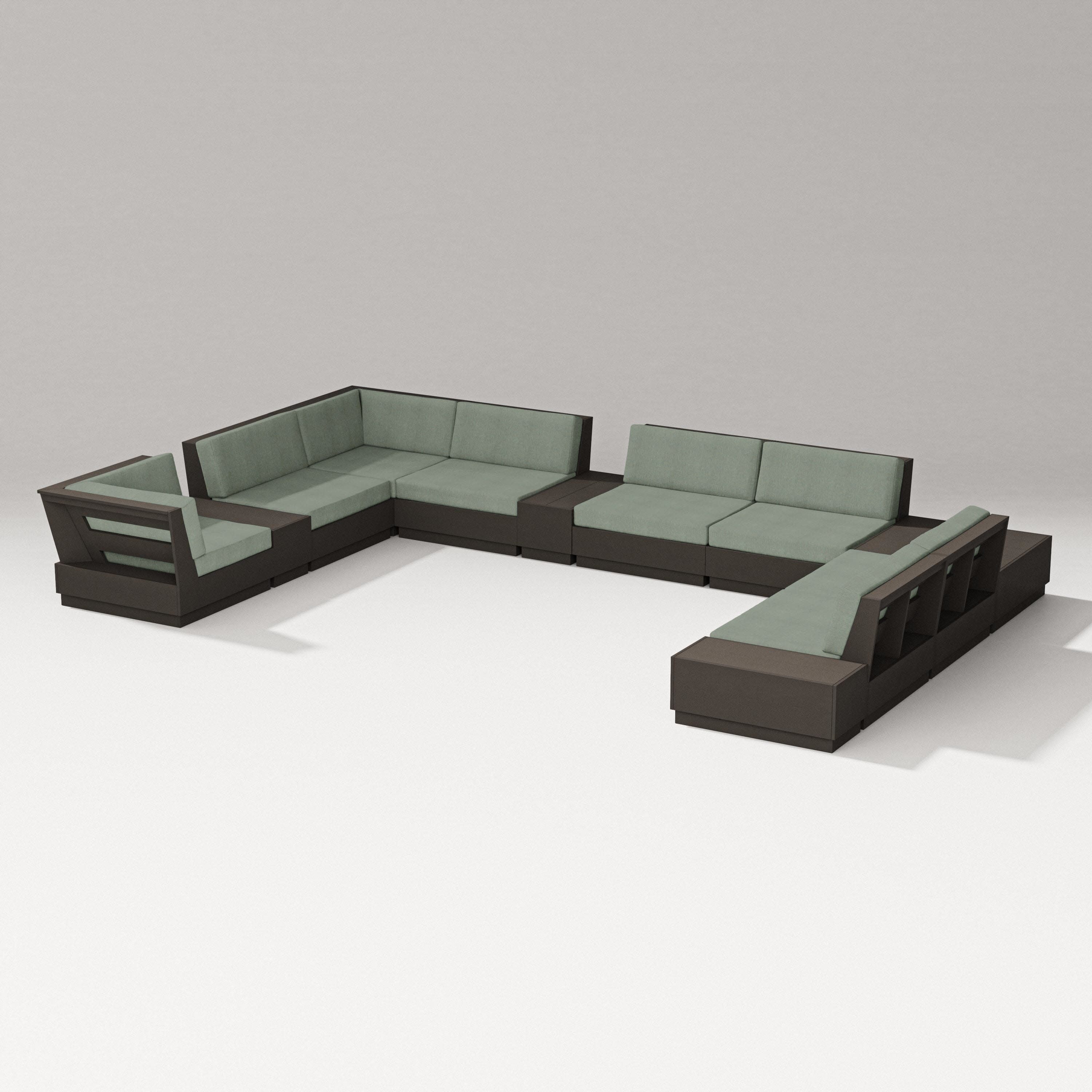 Elevate 12-Piece Conversation Sectional Set in Vintage Coffee / Cast Sage