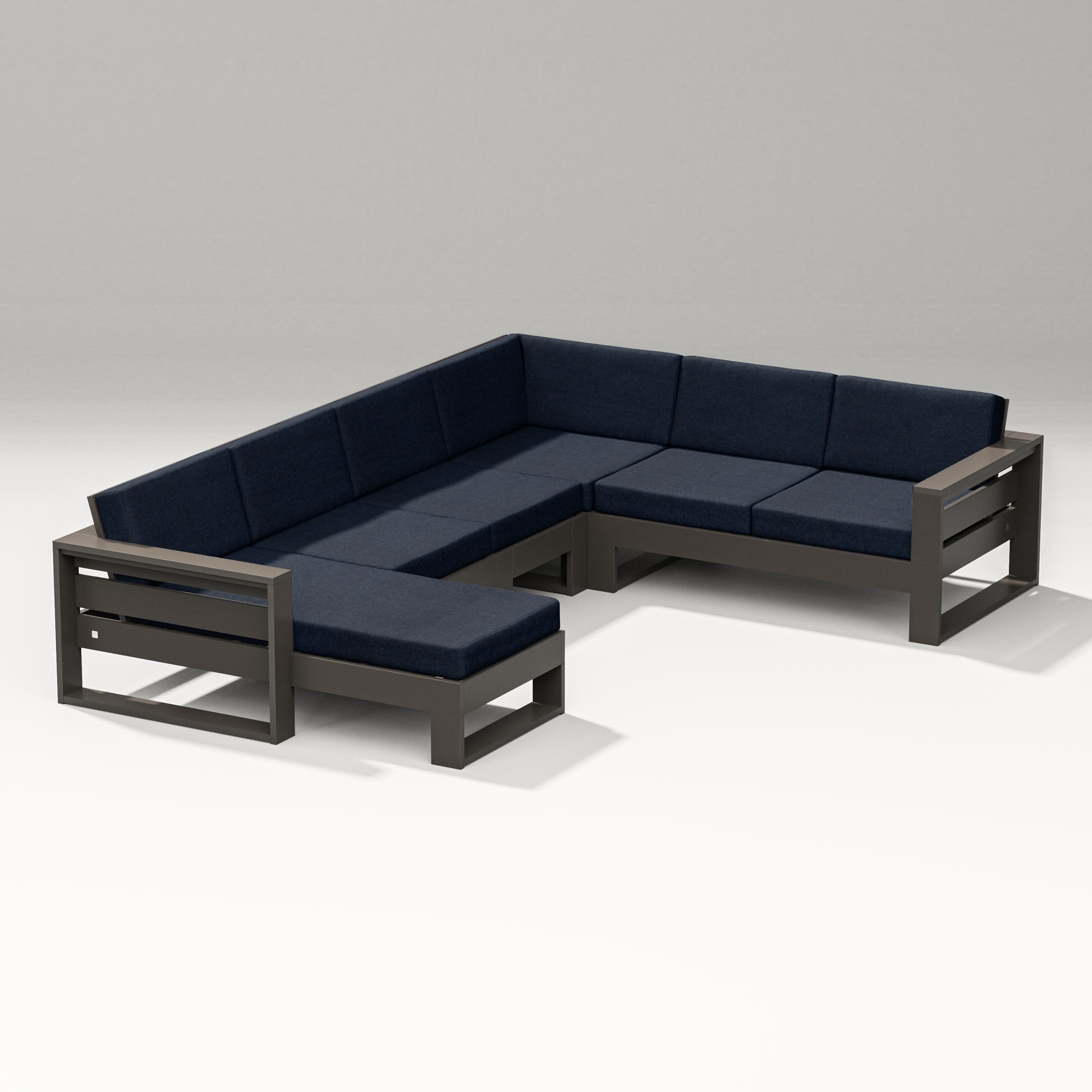 Latitude Corner Sectional with Left Chaise in Vintage Coffee / Marine Indigo