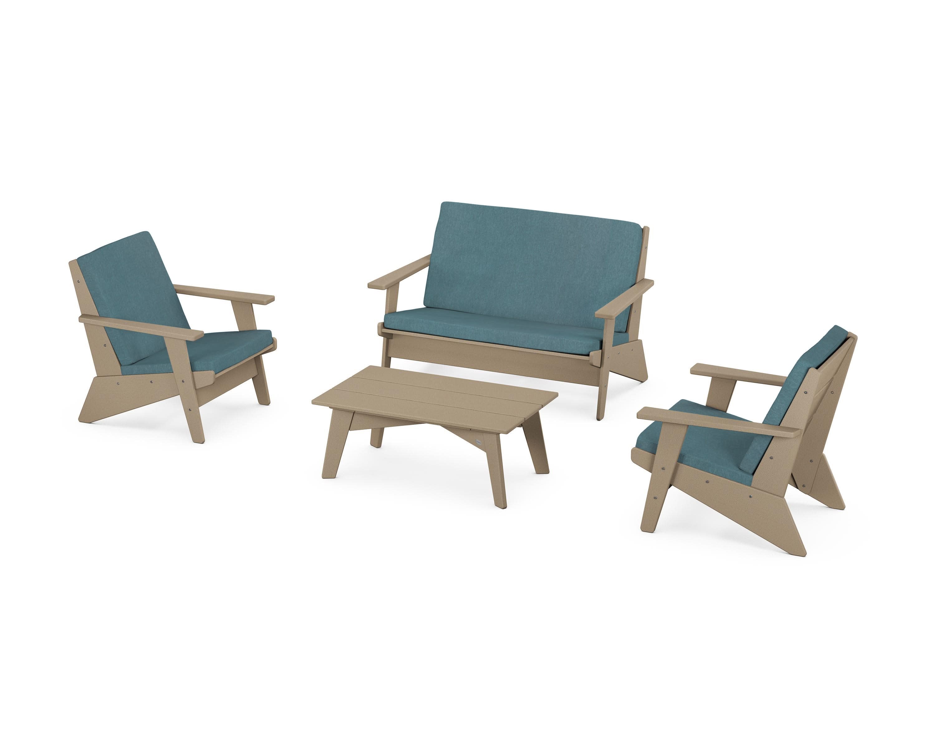 Riviera Modern Lounge 4-Piece Set in Vintage Sahara / Ocean Teal