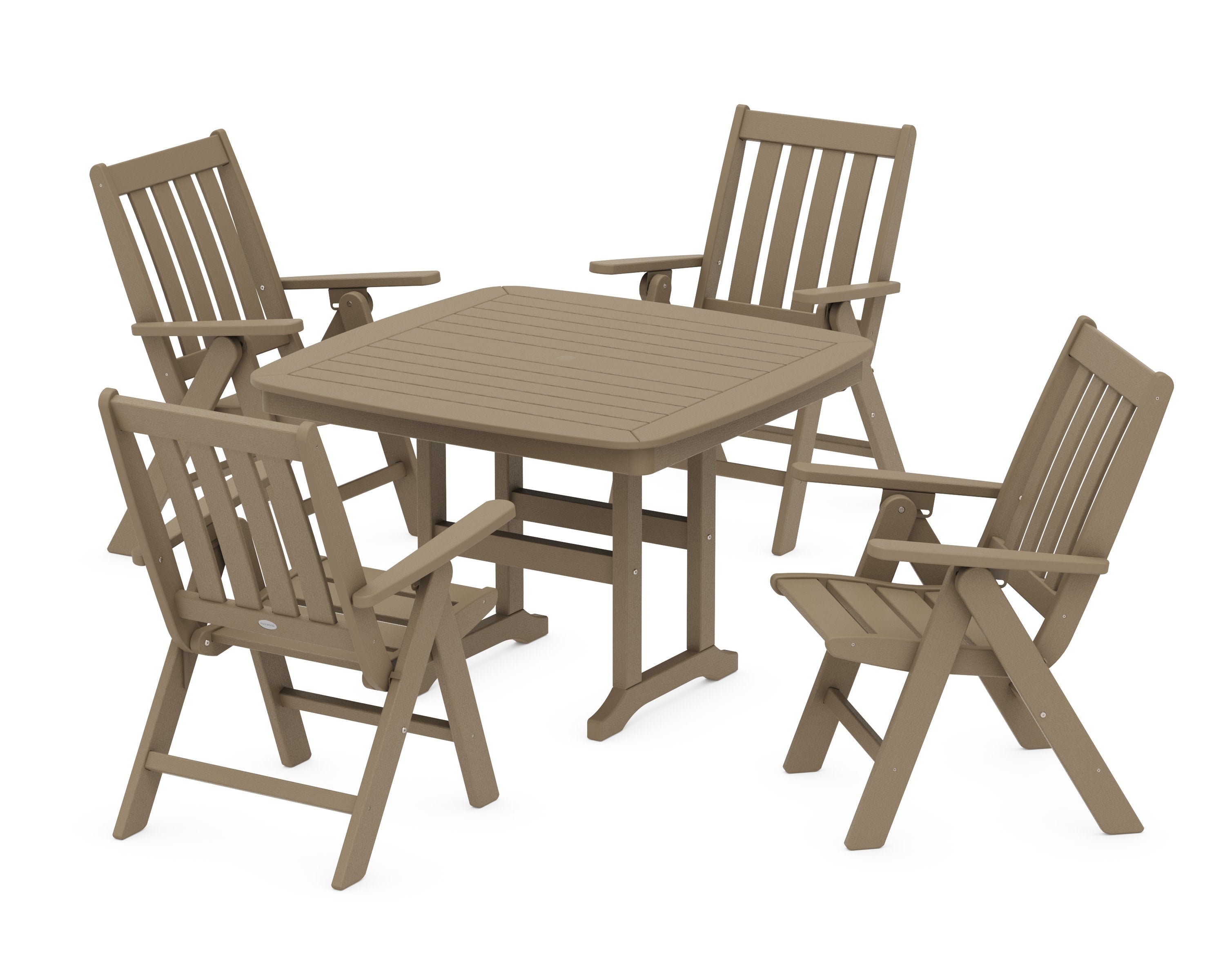 Vineyard Folding Chair 5-Piece Dining Set in Vintage Sahara