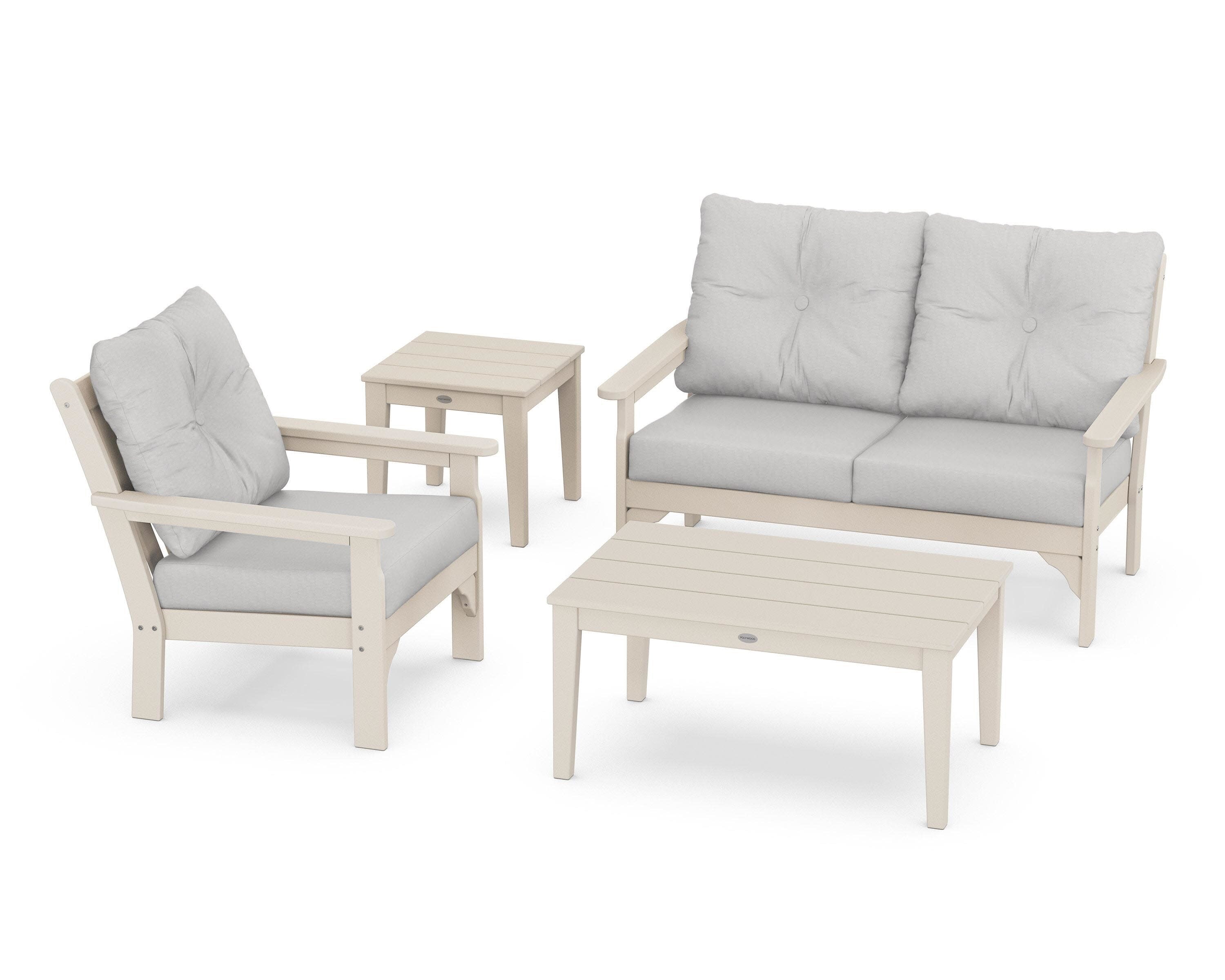 Vineyard 4-Piece Deep Seating Set in Sand / Diamond in the Rough
