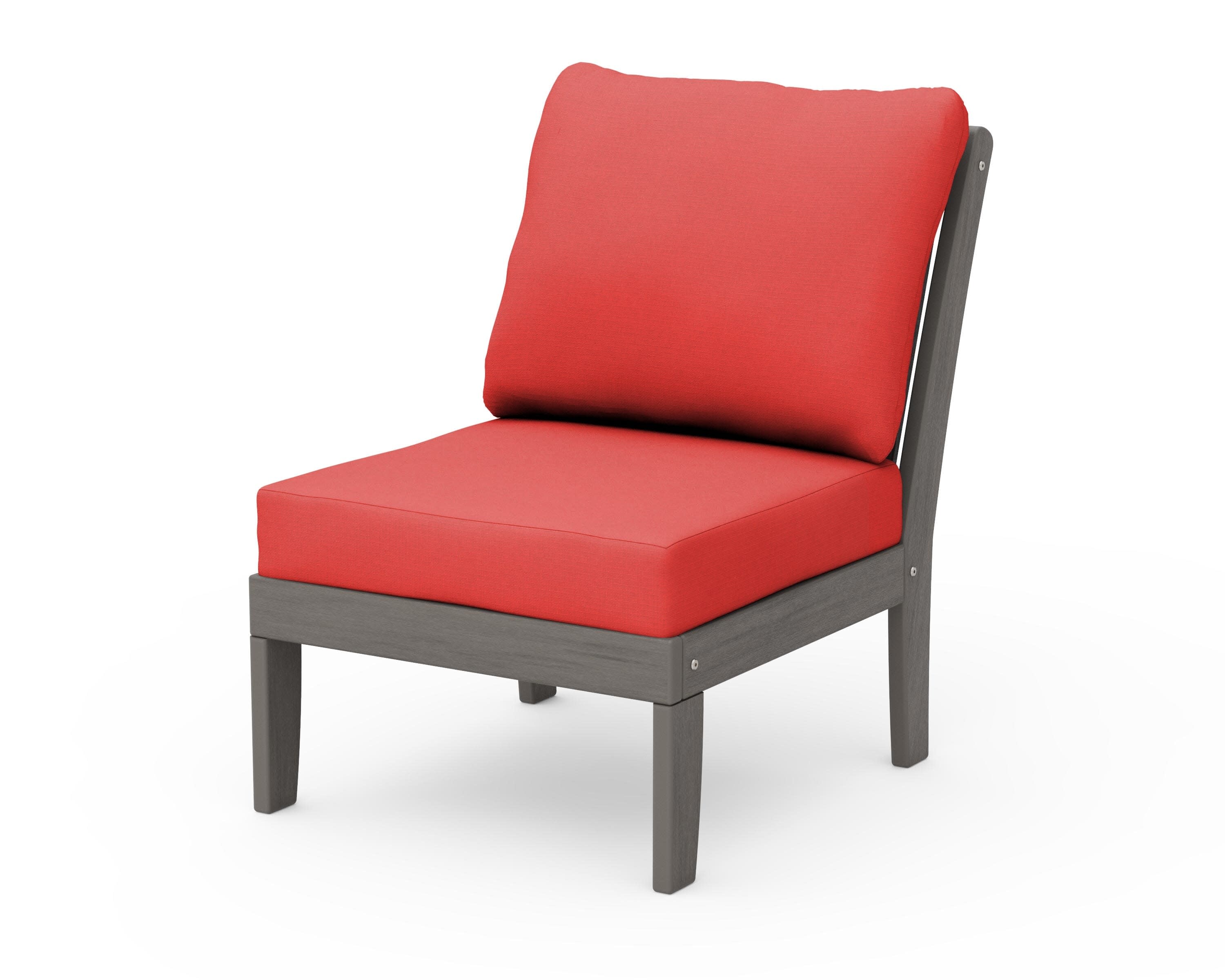 Braxton Modular Armless Chair in Driftwood / Crimson Linen
