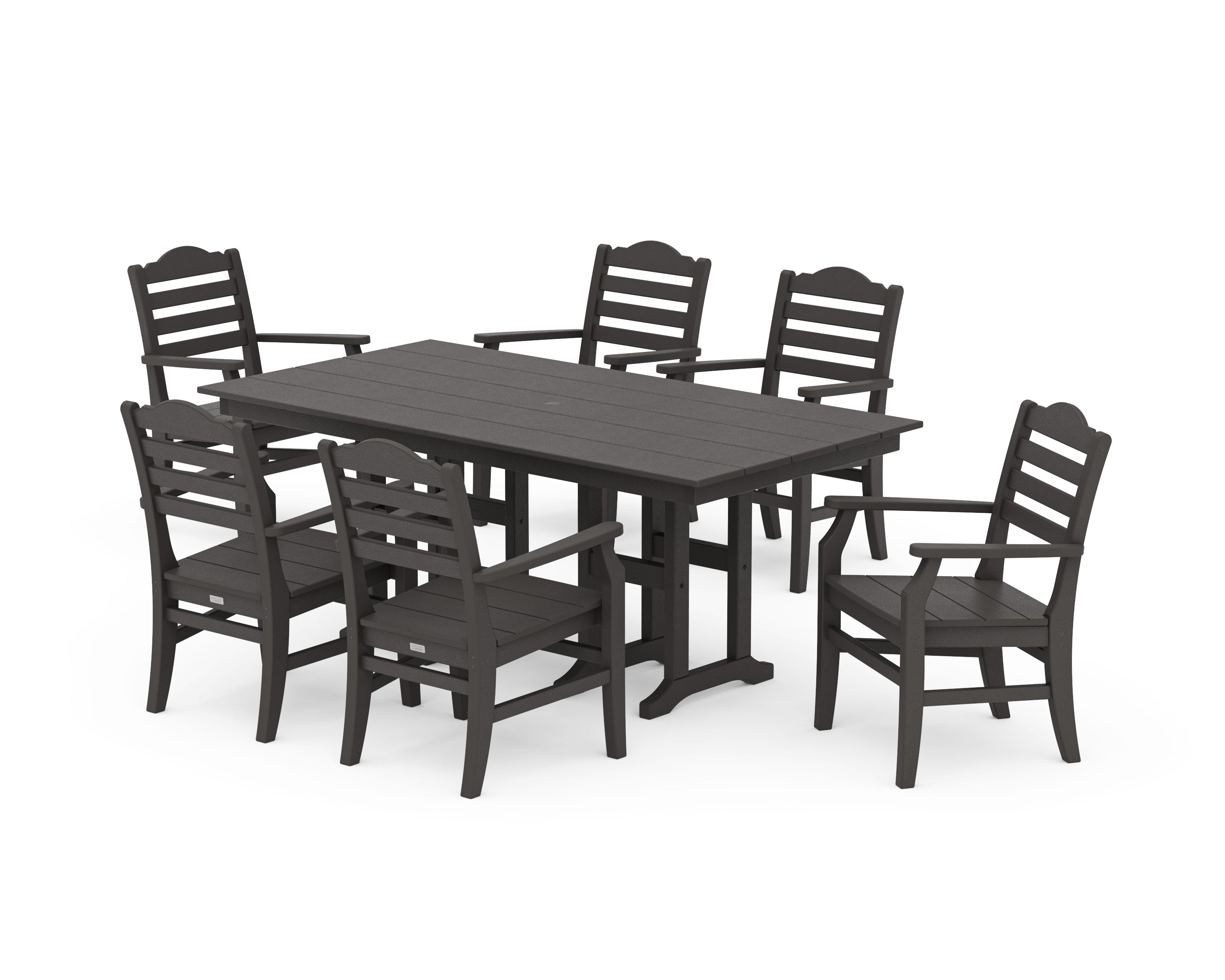 Savannah Arm Chair 7-Piece Farmhouse Dining Set in Vintage Coffee