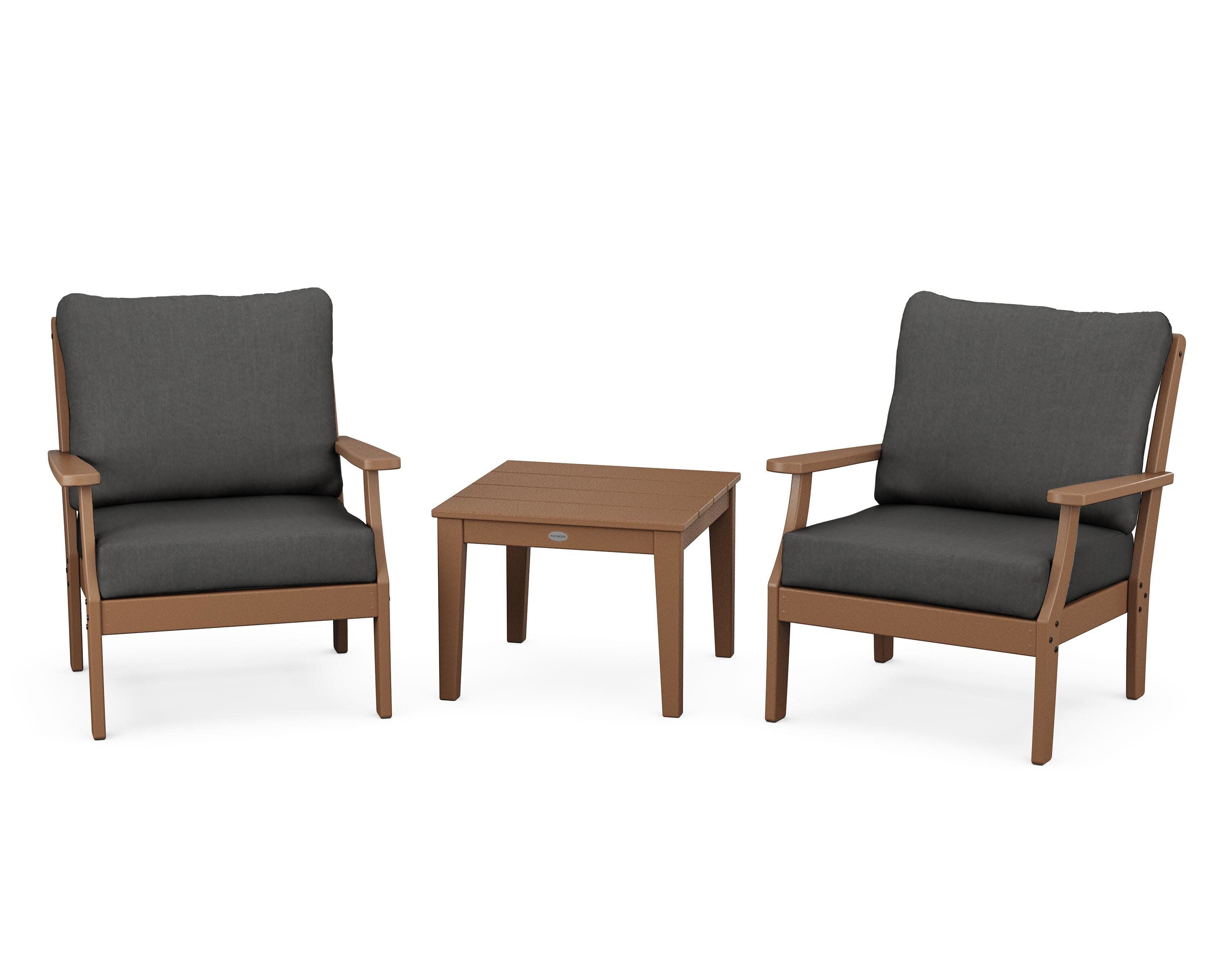 Braxton 3-Piece Deep Seating Set in Teak / Spectrum Carbon