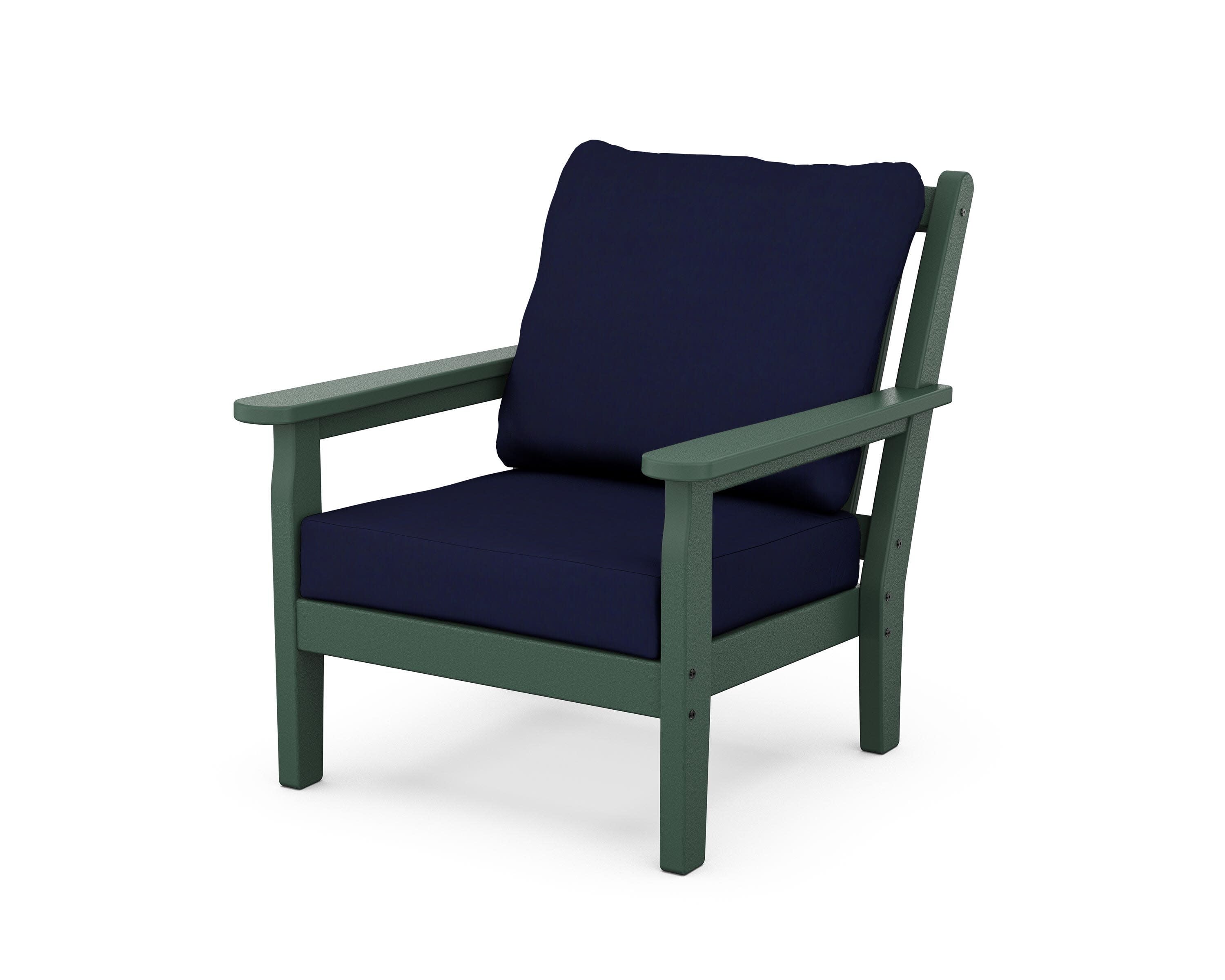 Chippendale Deep Seating Chair in Green / Navy