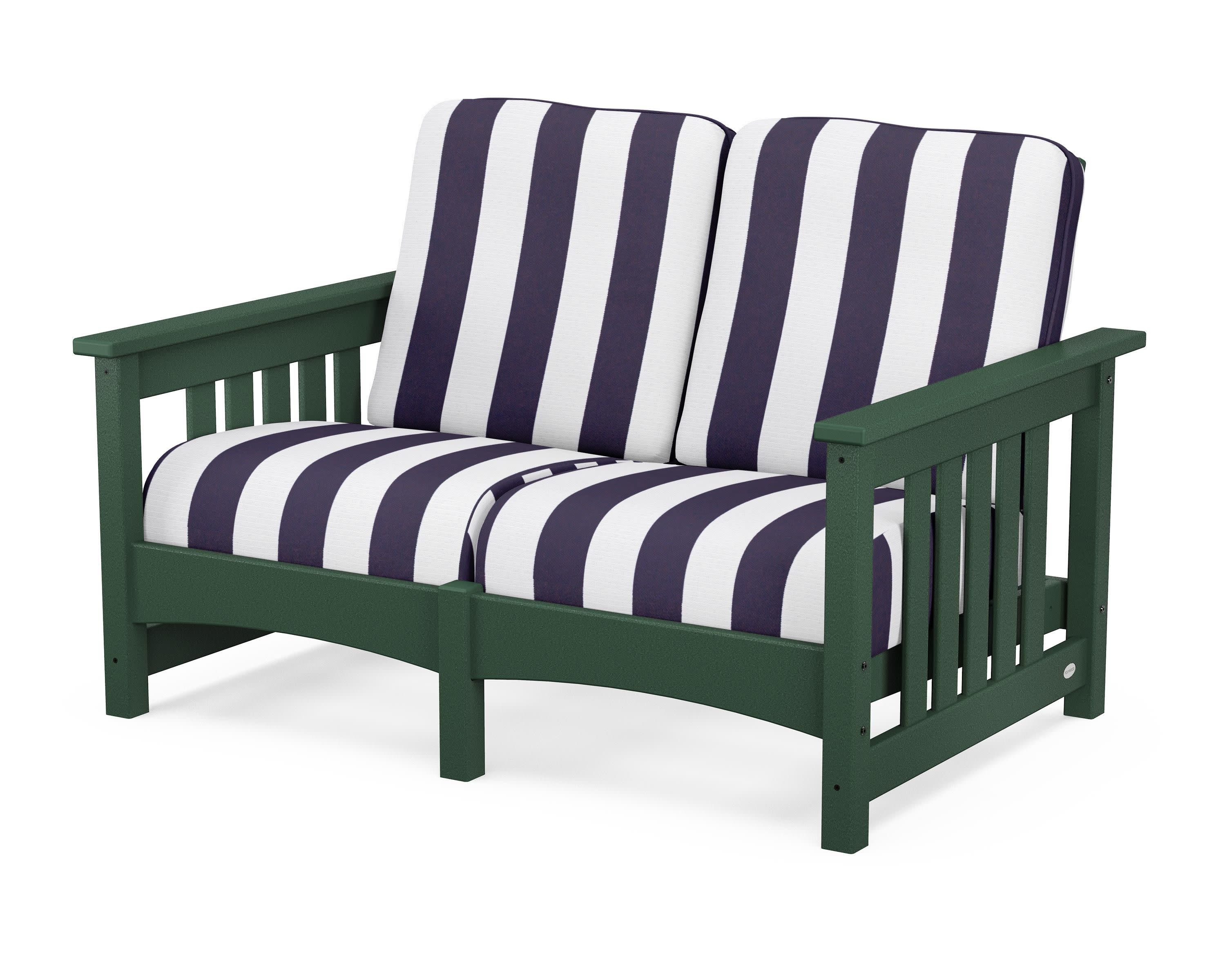 Club Mission Loveseat in Green / Cabana Stripe Navy