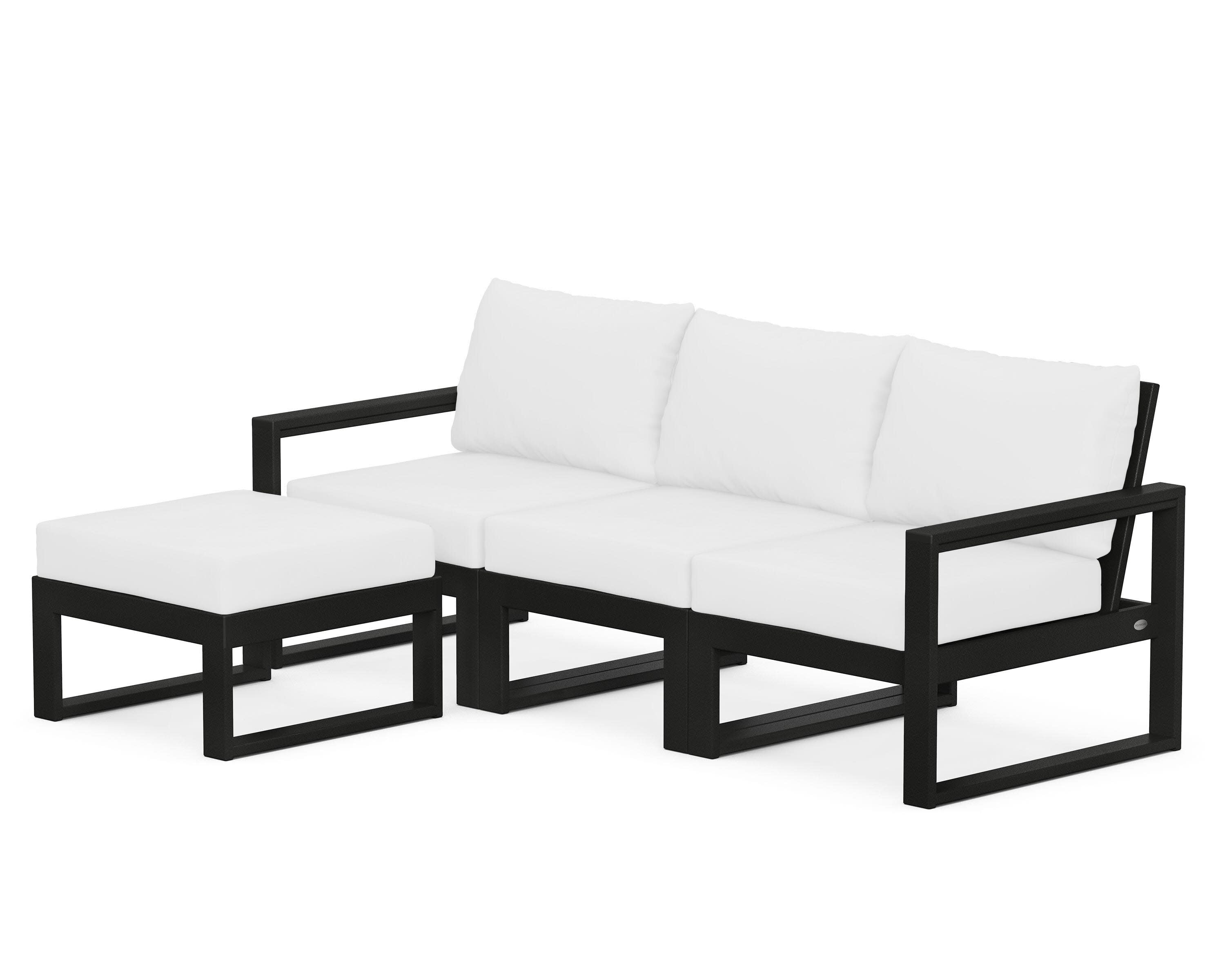 EDGE 4-Piece Modular Deep Seating Set with Ottoman in Black / Natural