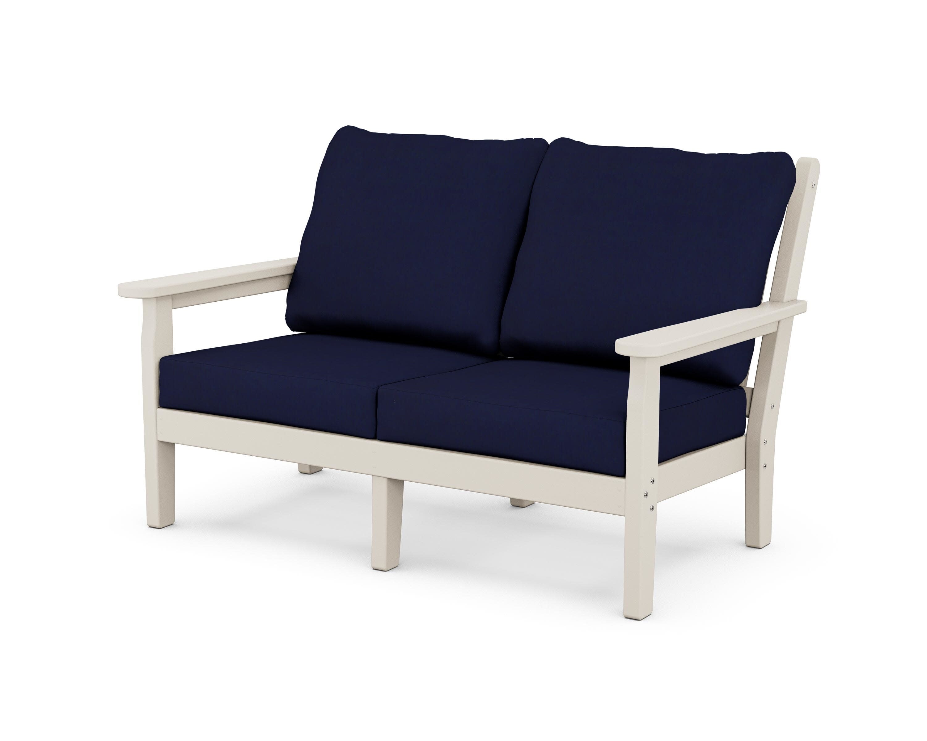 Chippendale Deep Seating Loveseat in Sand / Navy