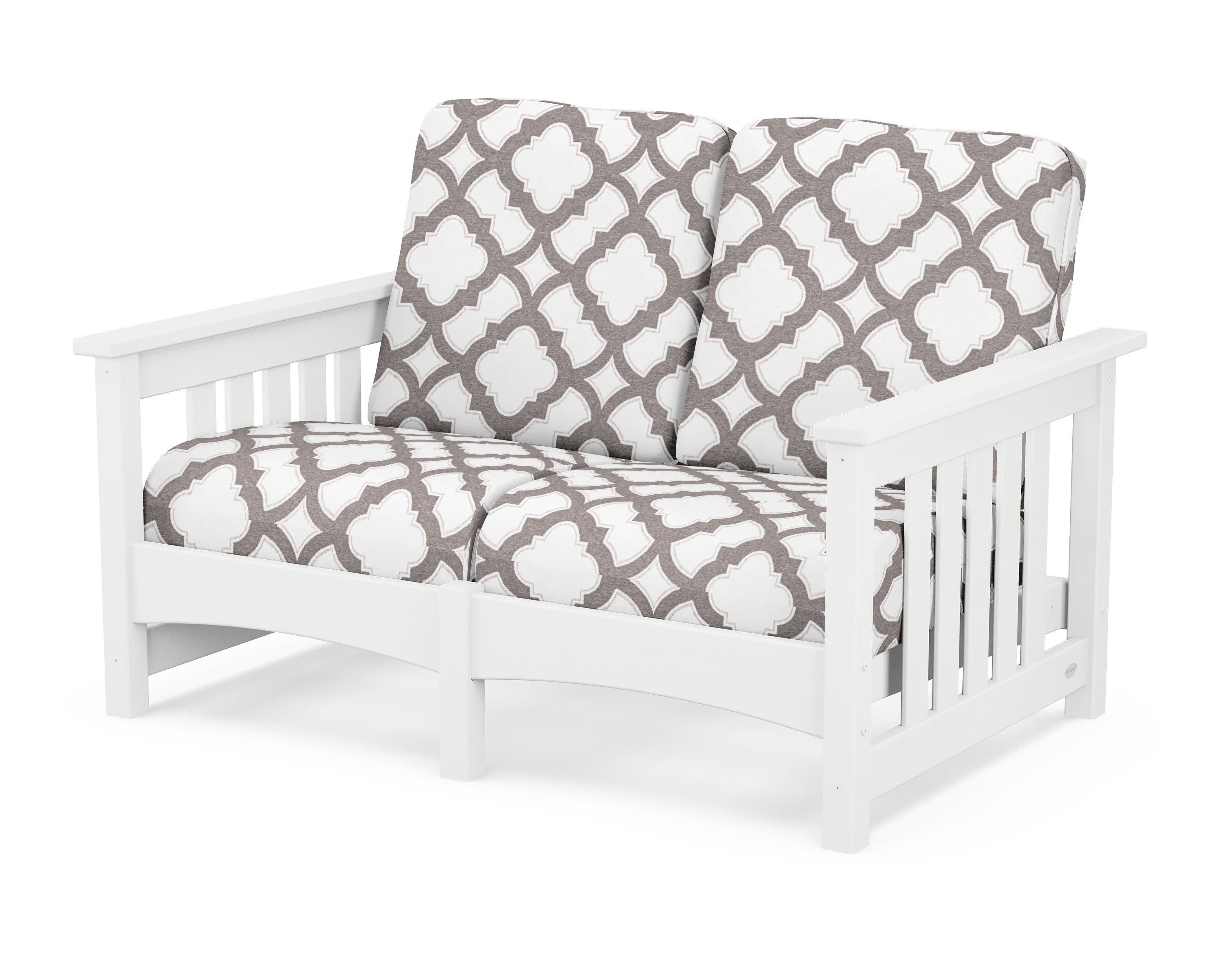 Club Mission Loveseat in White / Trellis Grey Mist